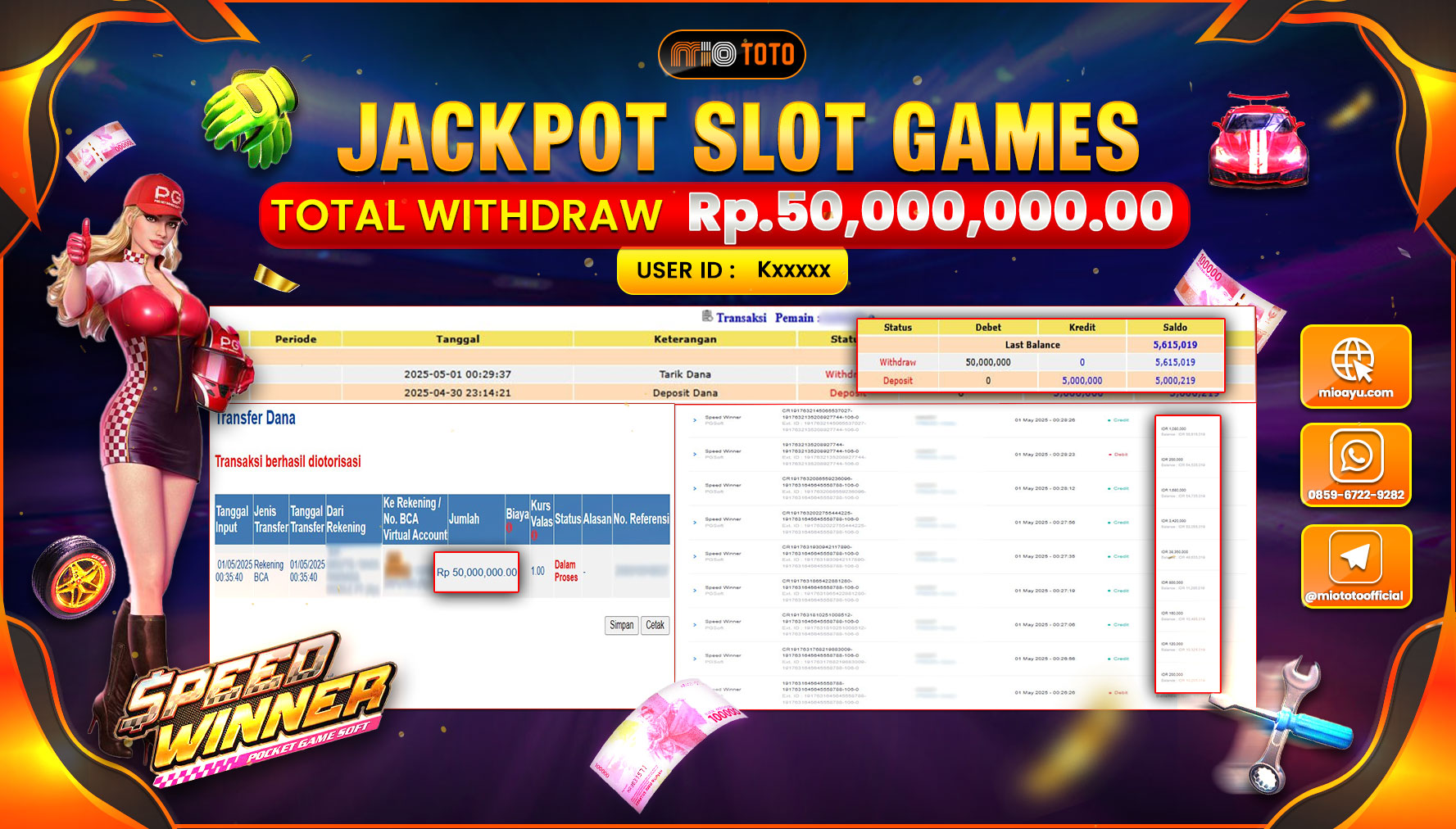 JACKPOT SLOT SPEED WINNER Rp50,000,000 DI BAYAR TUNAI !!!