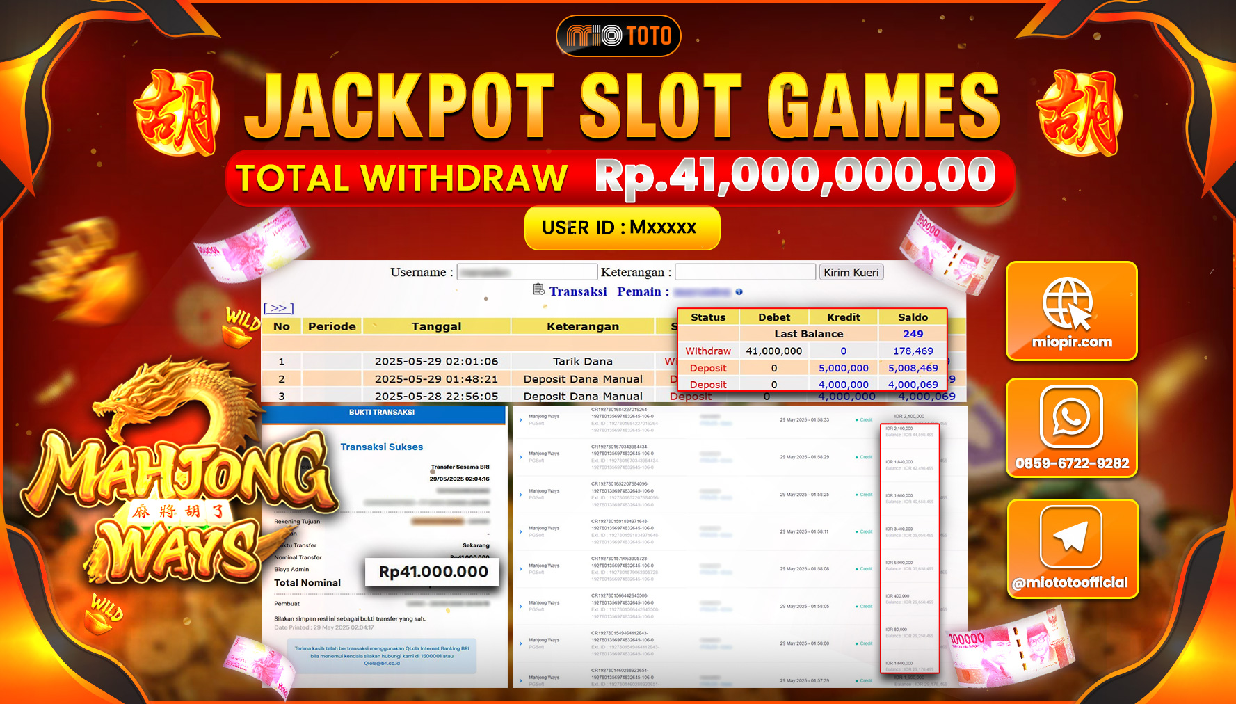 JACKPOT SLOT MAHJONG WAYS Rp.41,000,000 DI BAYAR TUNAI !!!