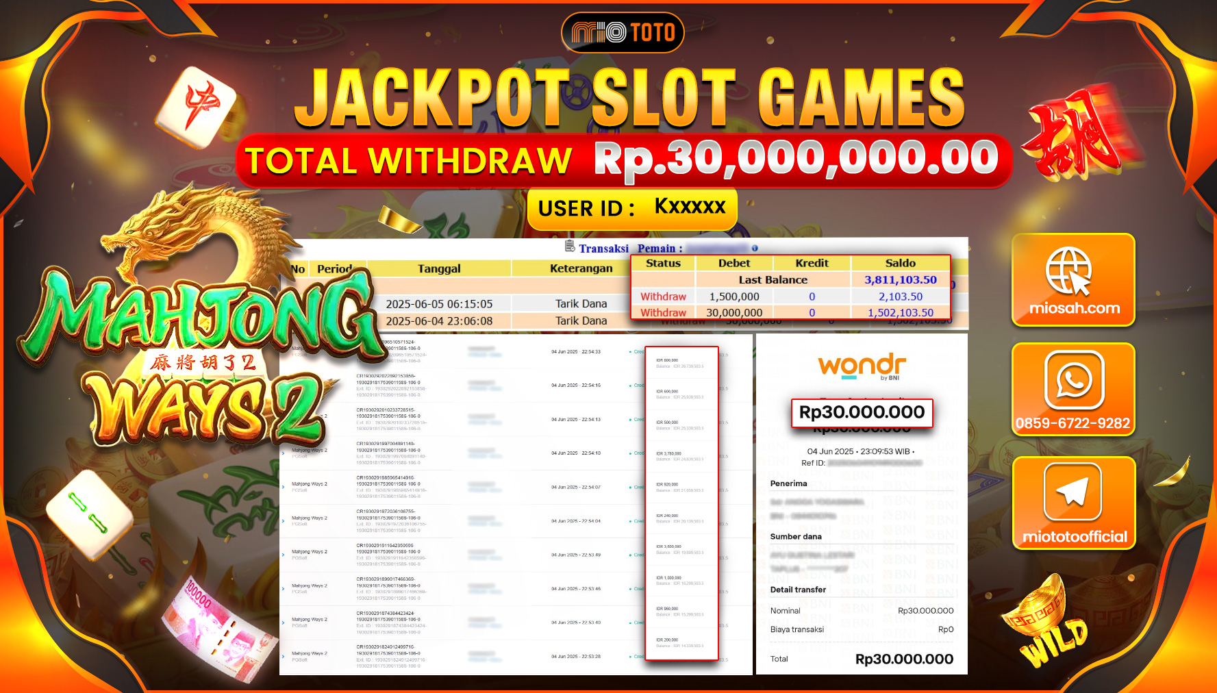 JACKPOT SLOT MAHJONG WAYS 2 Rp.30,000,000 DI BAYAR TUNAI !!!