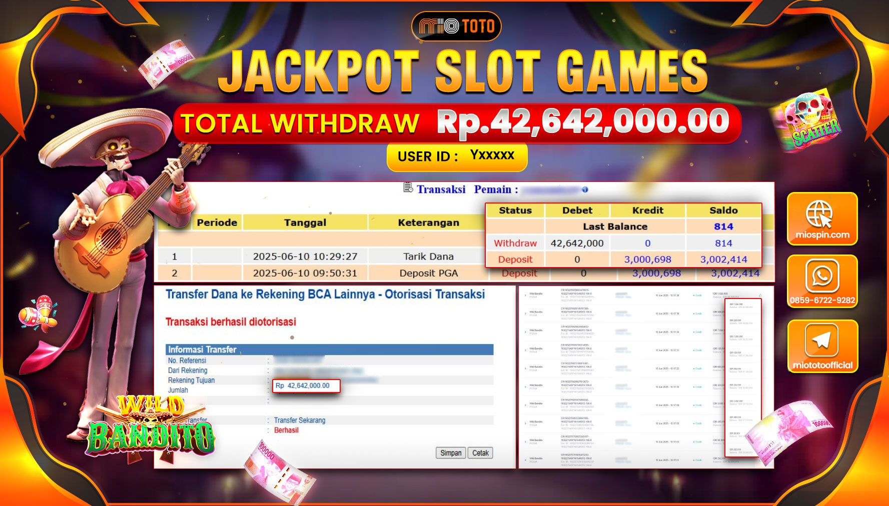 JACKPOT SLOT WILD BANDITO Rp42,642,000 DI BAYAR TUNAI !!!