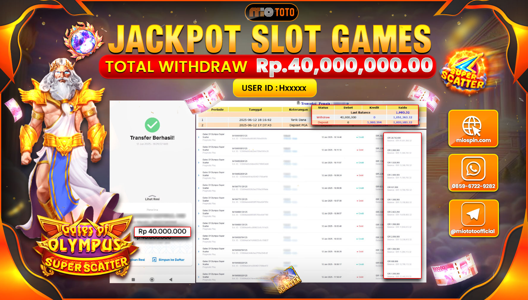 JACKPOT SLOT GATES OF OLYMPUS SUPER SCATTER Rp.40,000,000 DI BAYAR TUNAI !!!