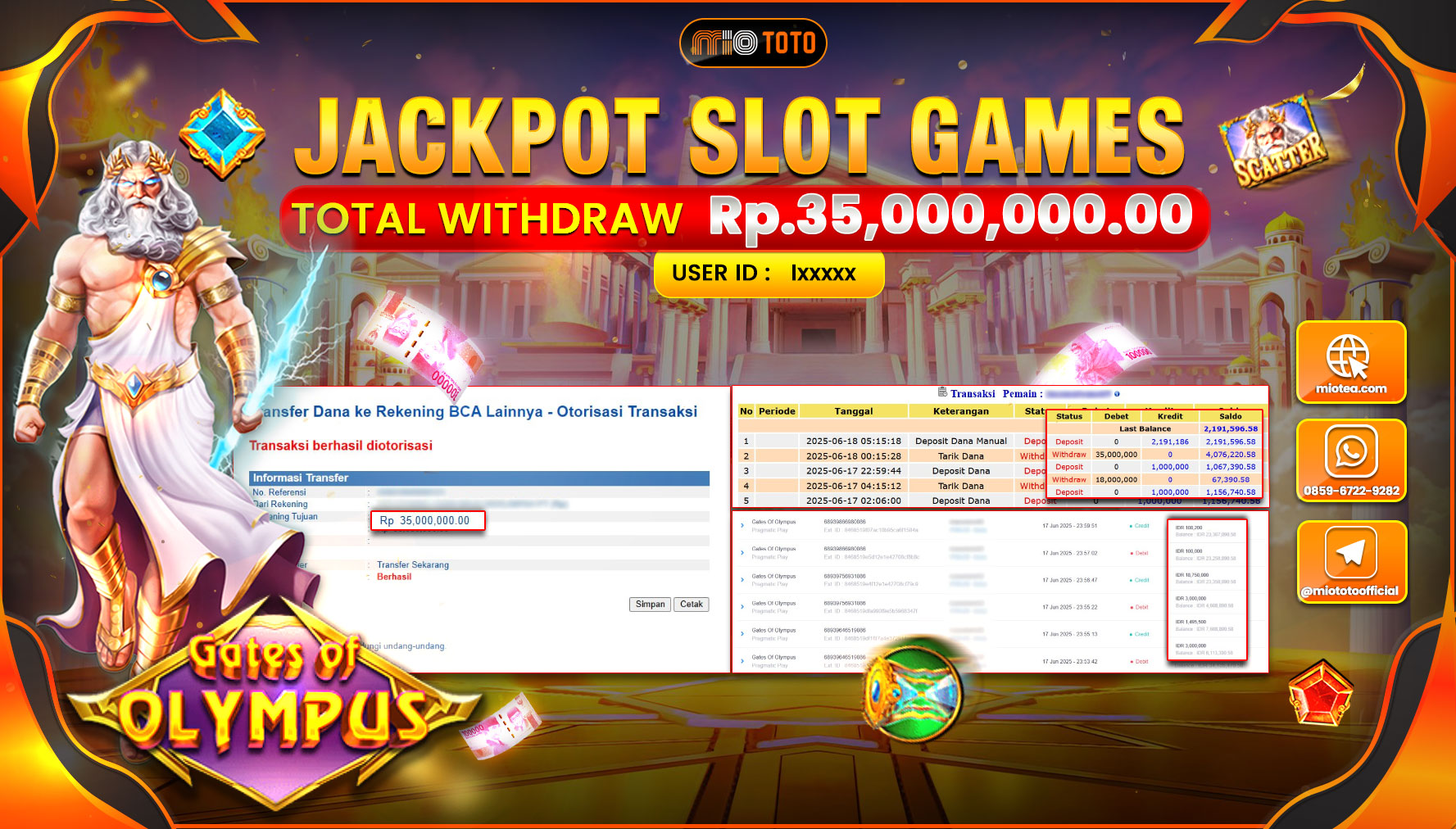 JACKPOT SLOT GATES OF OLYMPUS Rp.35,000,000 DI BAYAR TUNAI !!!