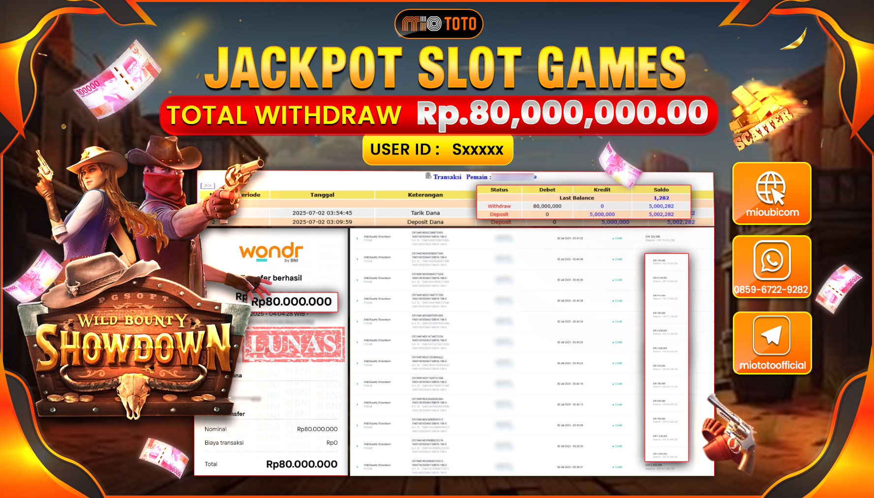 JACKPOT SLOT WILD BOUNTY SHOWDOWN Rp.80,000,000 DI BAYAR TUNAI !!!