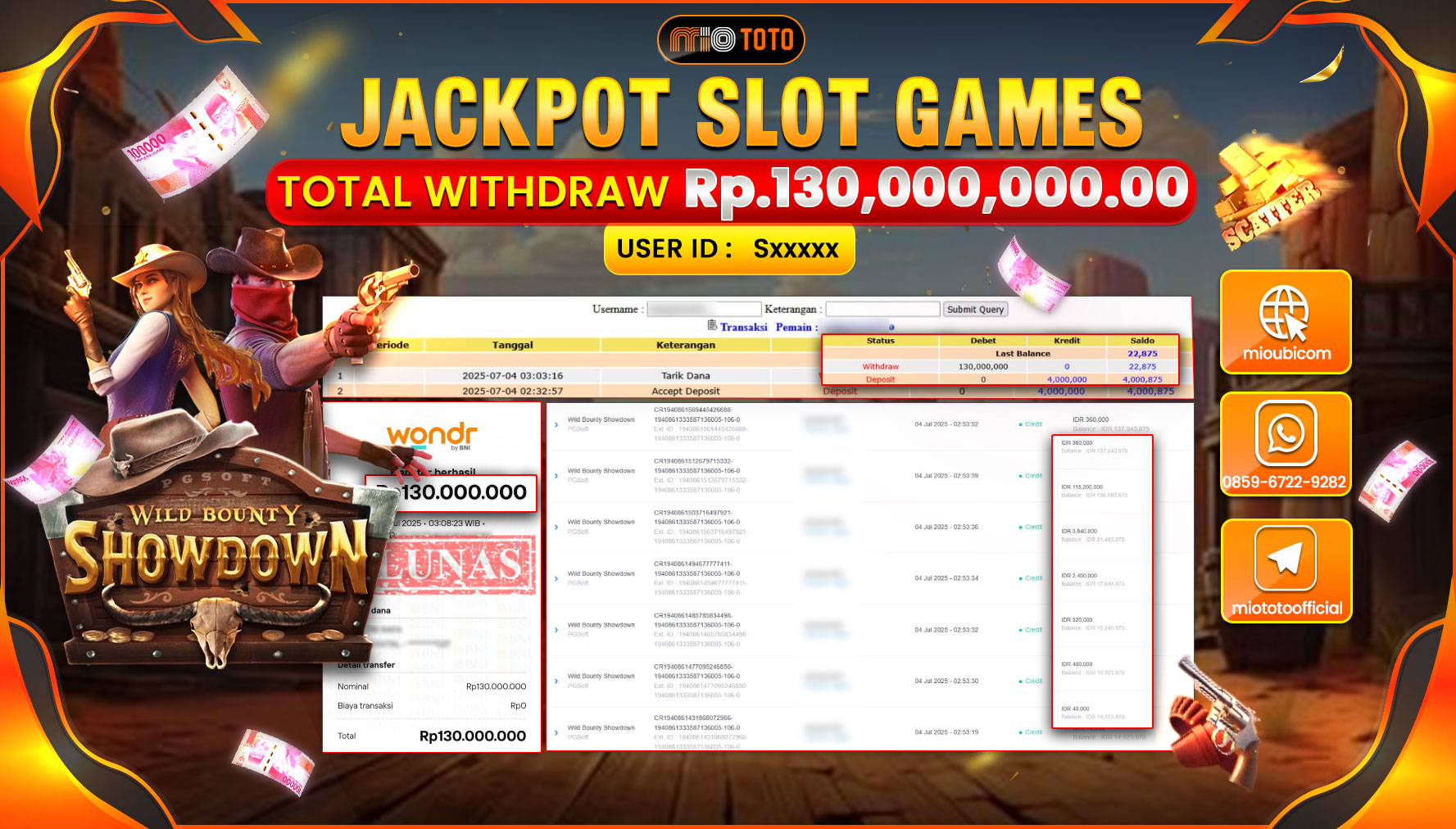 JACKPOT SLOT WILD BOUNTY SHOWDOWN Rp.130,000,000 DI BAYAR TUNAI !!!