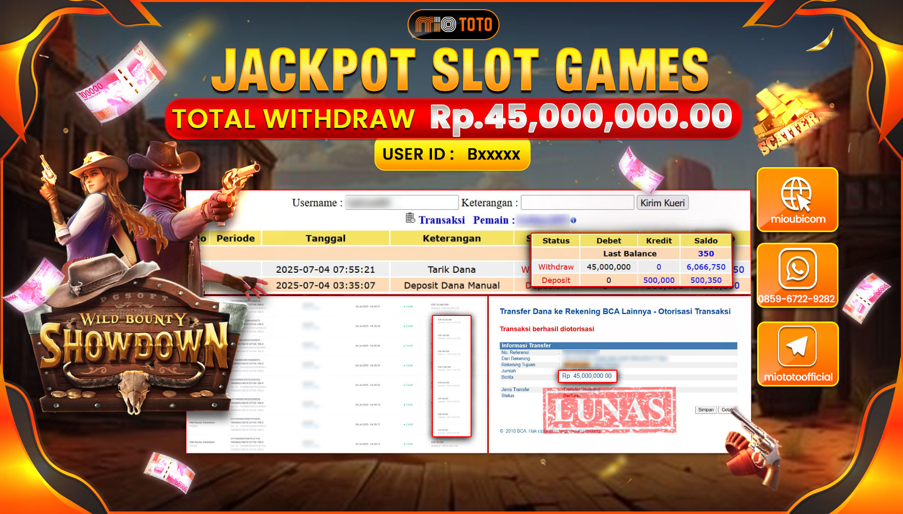 JACKPOT SLOT WILD BOUNTY SHOWDOWN Rp.45,000,000 DI BAYAR TUNAI !!!