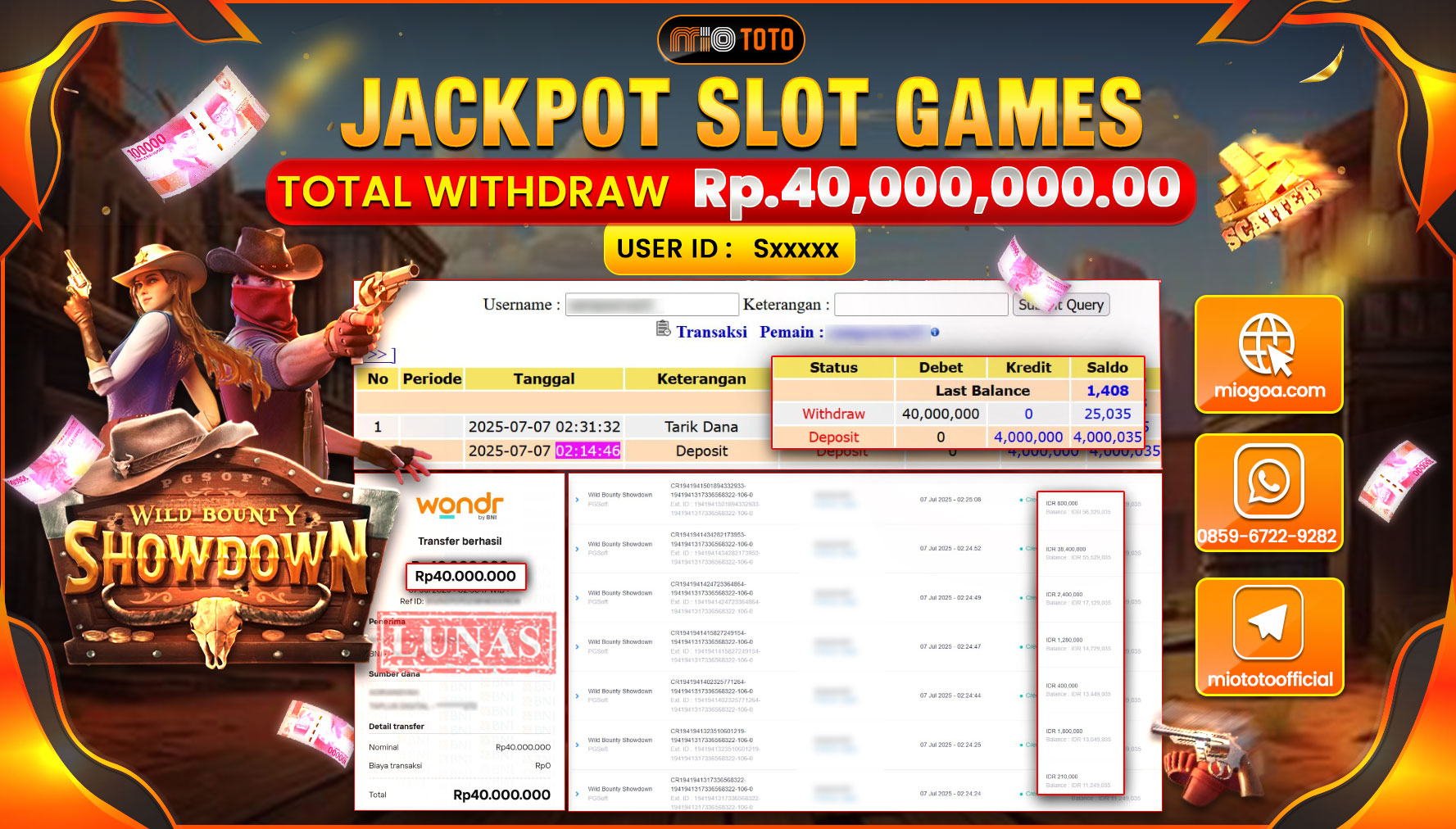 JACKPOT SLOT WILD BOUNTY SHOWDOWN Rp.40,000,000 DI BAYAR TUNAI !!!