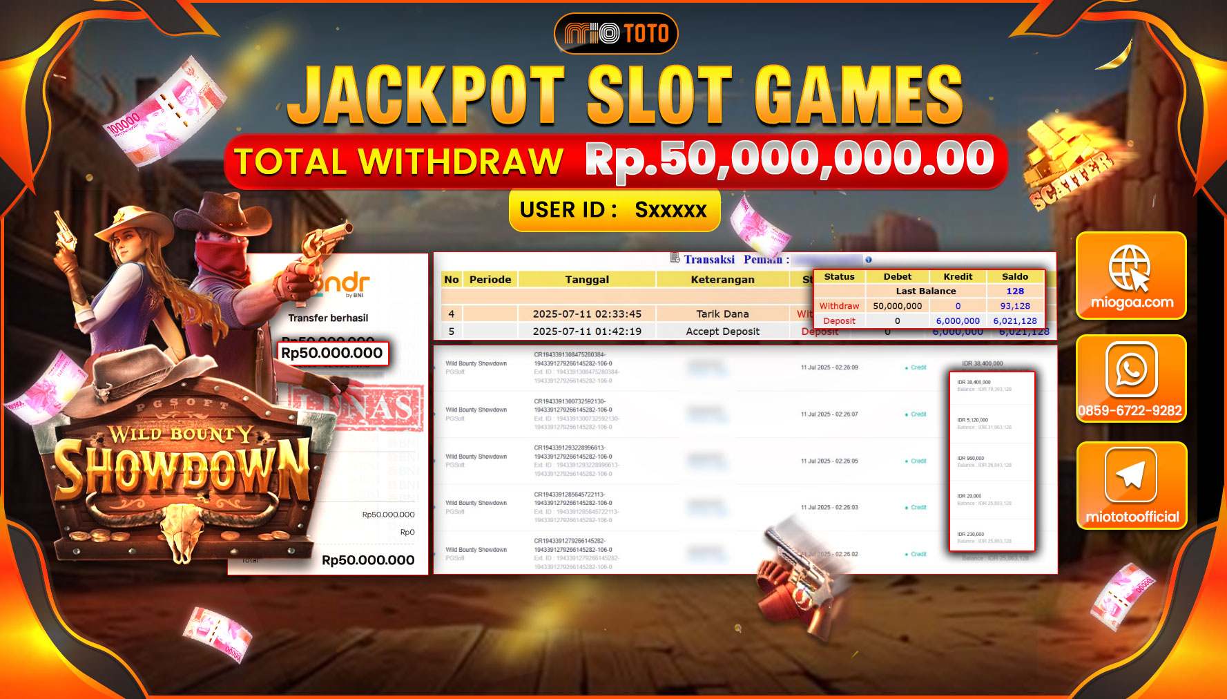 JACKPOT SLOT WILD BOUNTY SHOWDOWN Rp.50,000,000 DI BAYAR TUNAI !!!