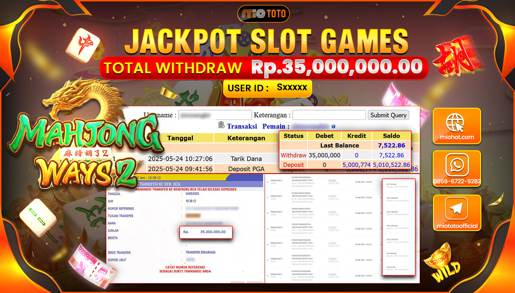 JACKPOT SLOT MAHJONG WAYS 2  Rp.35,000,000 DI BAYAR TUNAI !!!