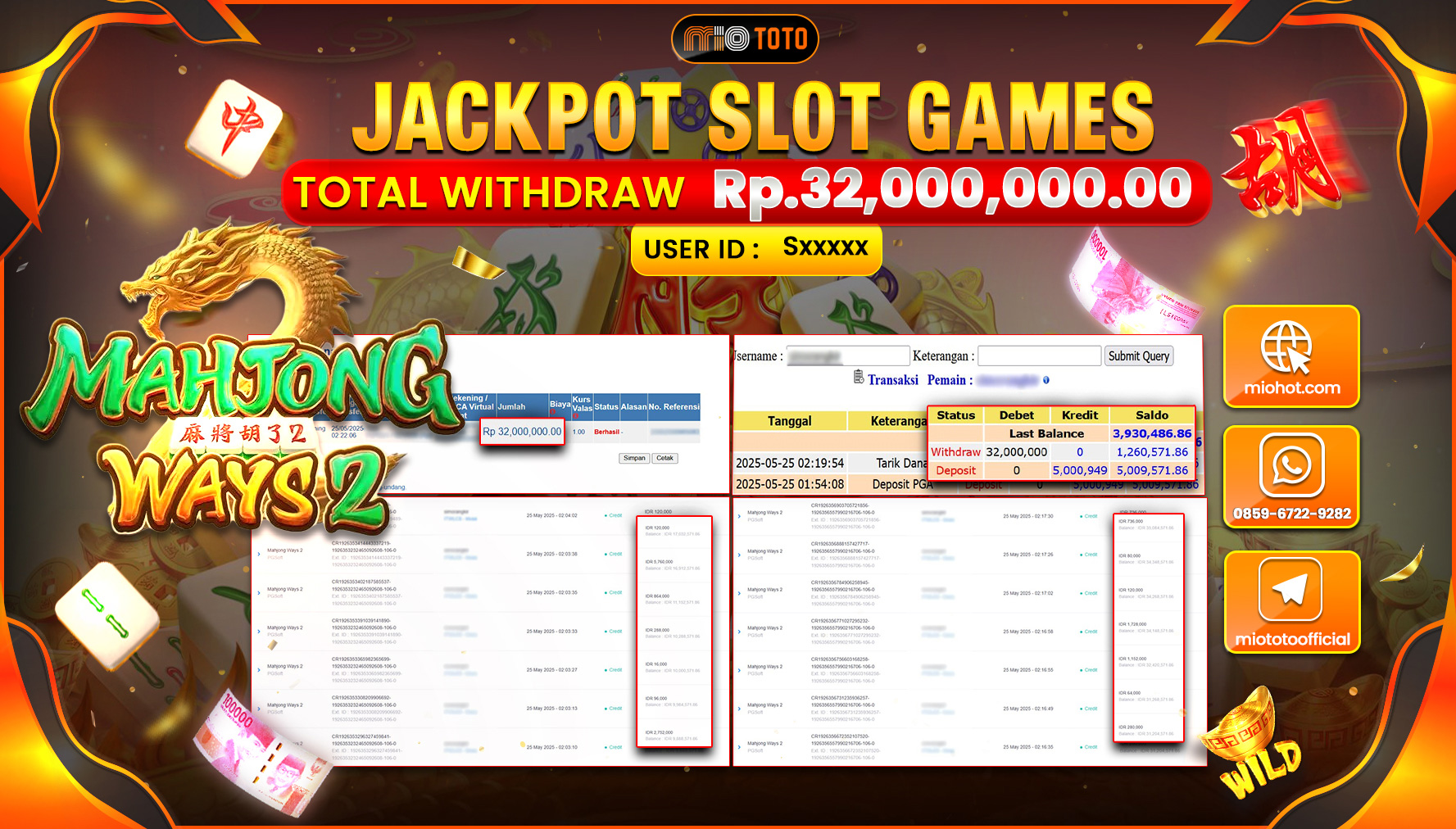JACKPOT SLOT MAHJONG WAYS 2  Rp.32,000,000 DI BAYAR TUNAI !!!