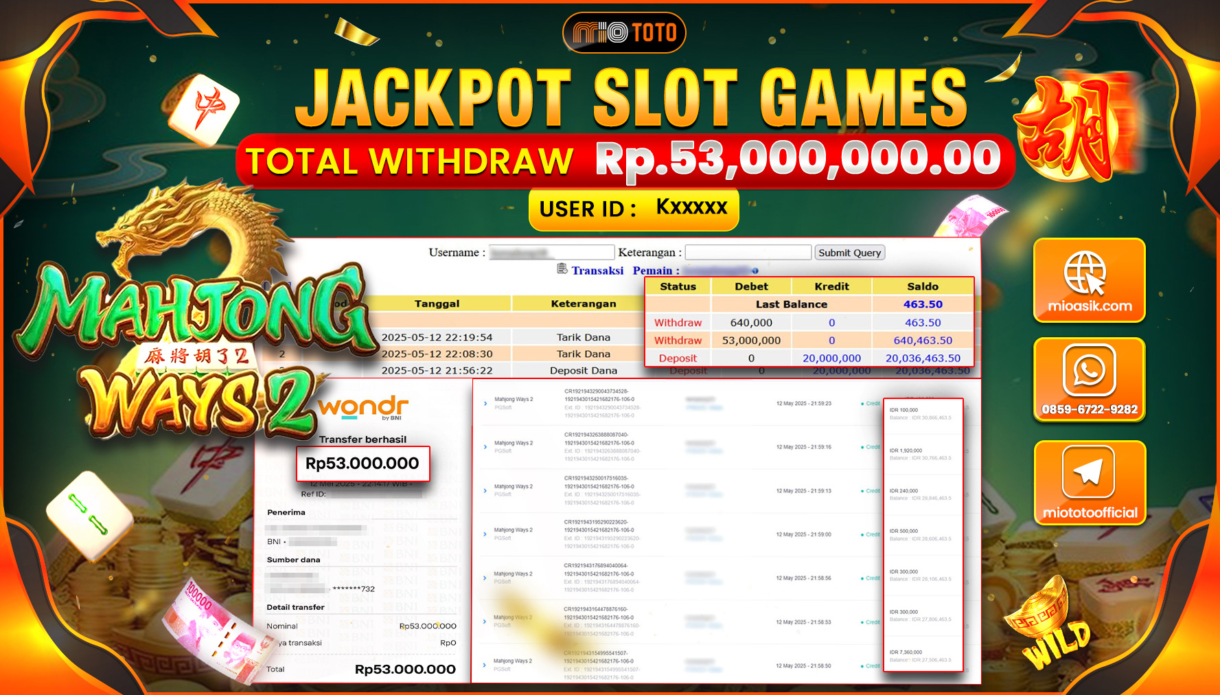 JACKPOT SLOT MAHJONG WAYS 2 Rp.53,000,000 DI BAYAR TUNAI !!!