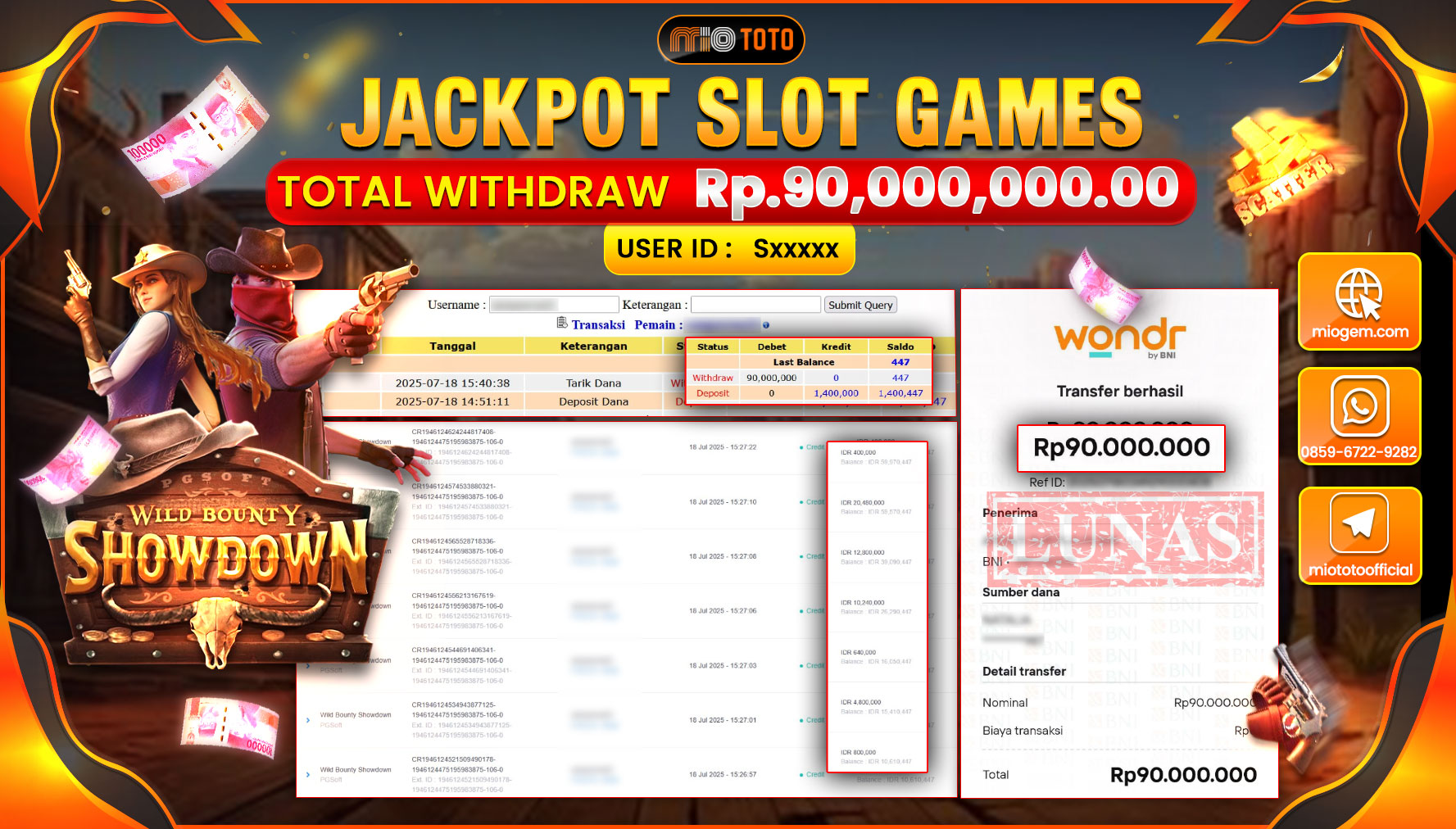 JACKPOT SLOT WILD BOUNTY SHOWDOWN Rp.90,000,000 DI BAYAR TUNAI !!!