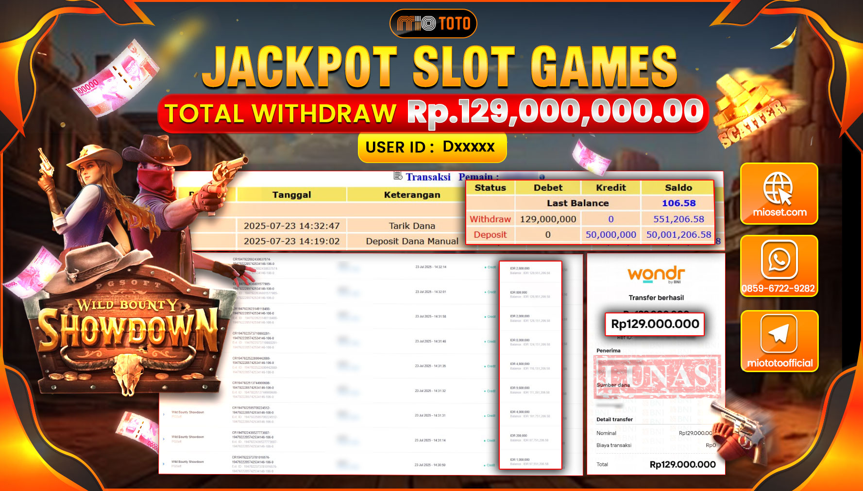 JACKPOT SLOT WILD BOUNTY SHOWDOWN Rp129,000,000 DI BAYAR TUNAI !!!