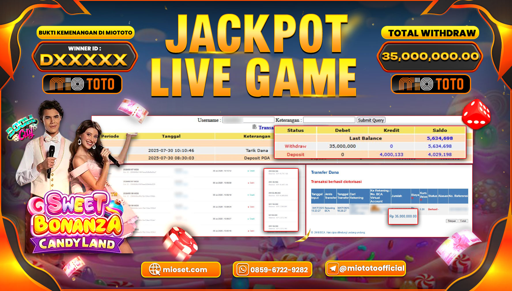 JACKPOT LIVE GAME SWEET BONANZA CANDY LAND Rp.35,000,000 DI BAYAR TUNAI !!!