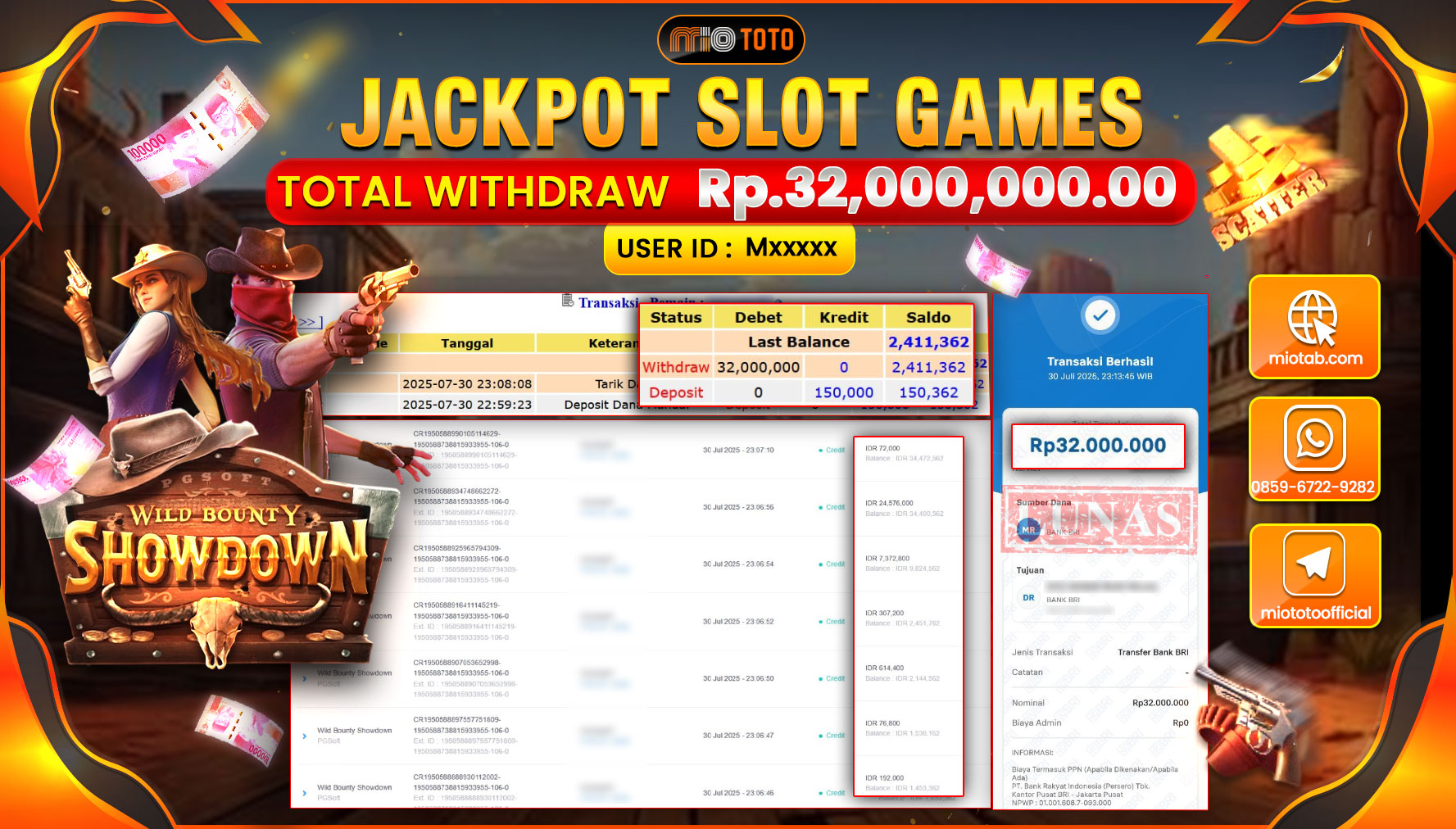 JACKPOT SLOT WILD BOUNTY SHOWDOWN Rp32,000,000 DI BAYAR TUNAI !!!