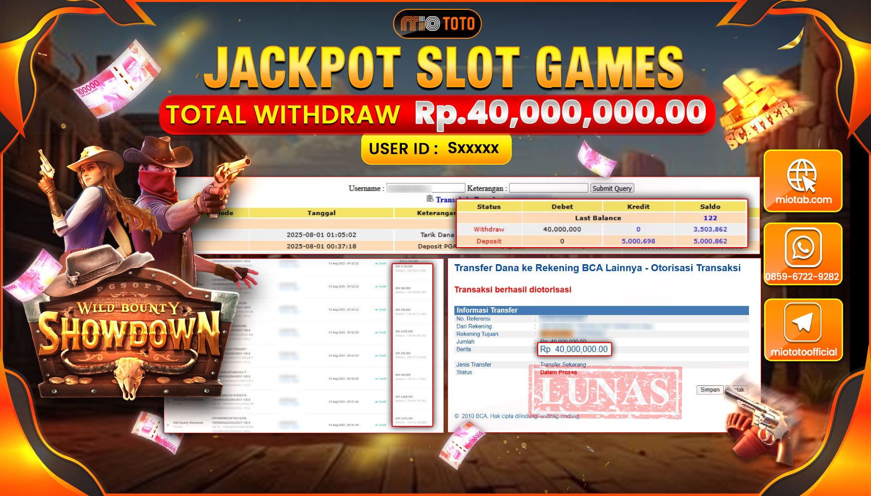 JACKPOT SLOT WILD BOUNTY SHOWDOWN Rp40,000,000 DI BAYAR TUNAI !!!