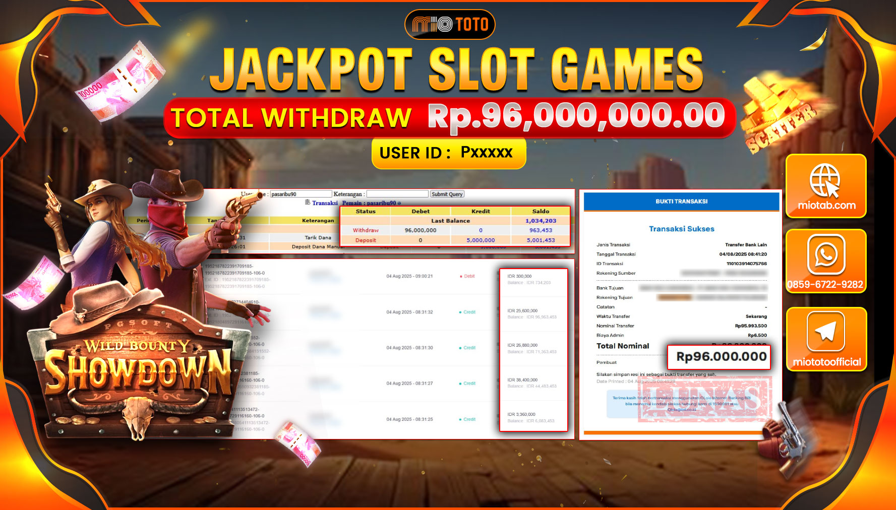 JACKPOT SLOT WILD BOUNTY SHOWDOWN Rp96,000,000 DI BAYAR TUNAI !!!