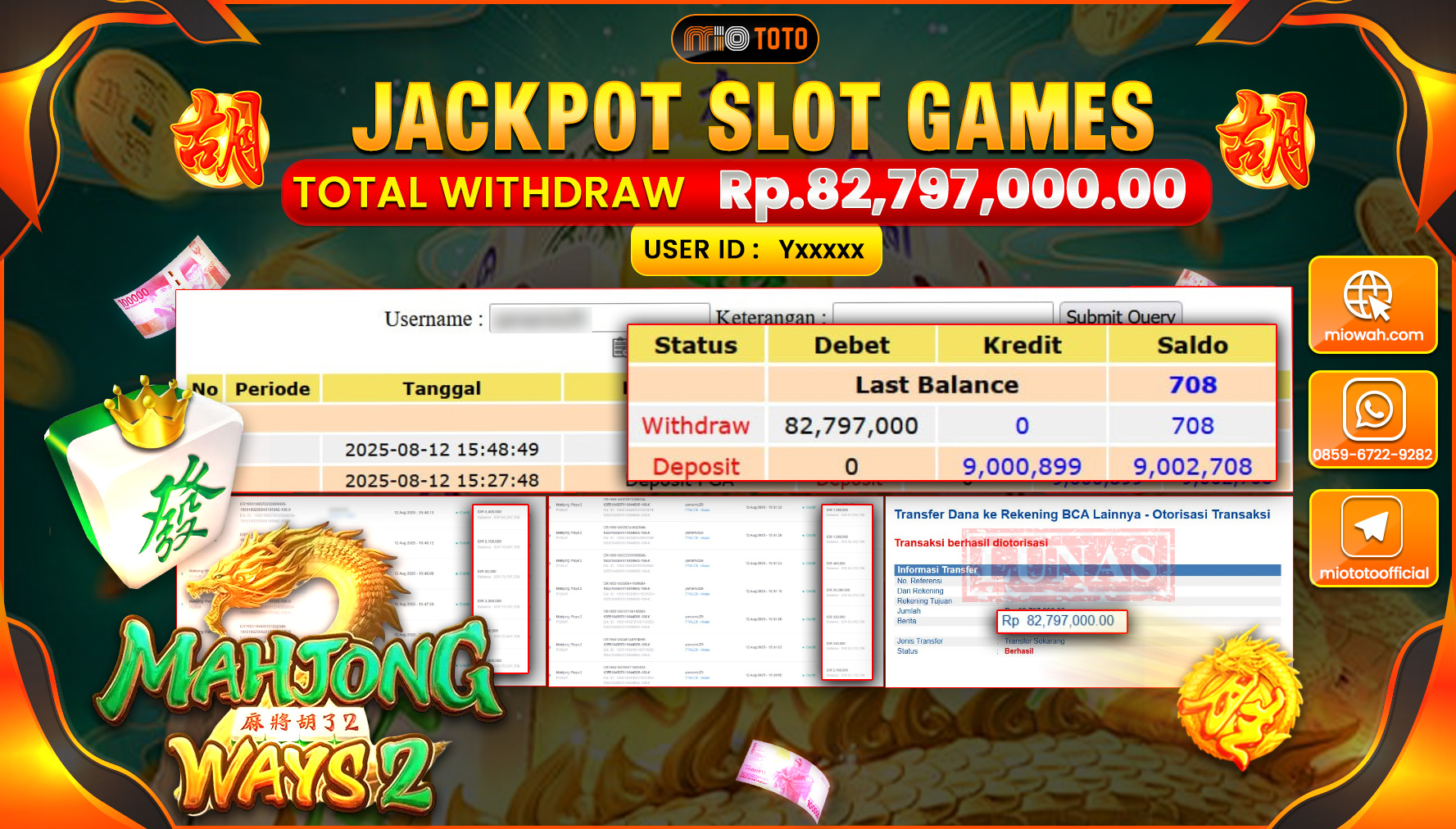 JACKPOT SLOT MAHJONG WAYS 2 Rp.82,797,000 DI BAYAR TUNAI !!!