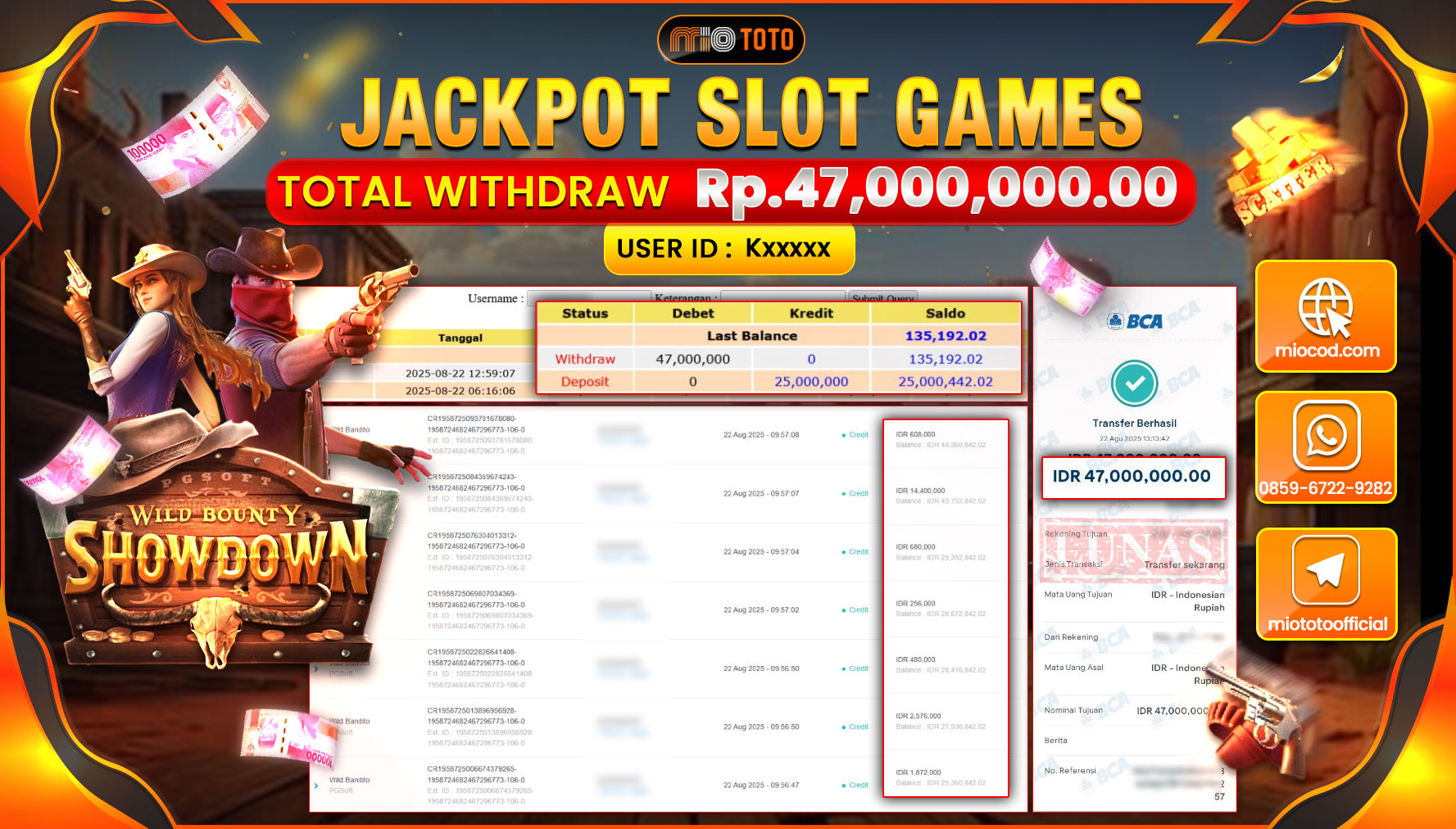 JACKPOT SLOT WILD BOUNTY SHOWDOWN Rp47,000,000 DI BAYAR TUNAI !!!