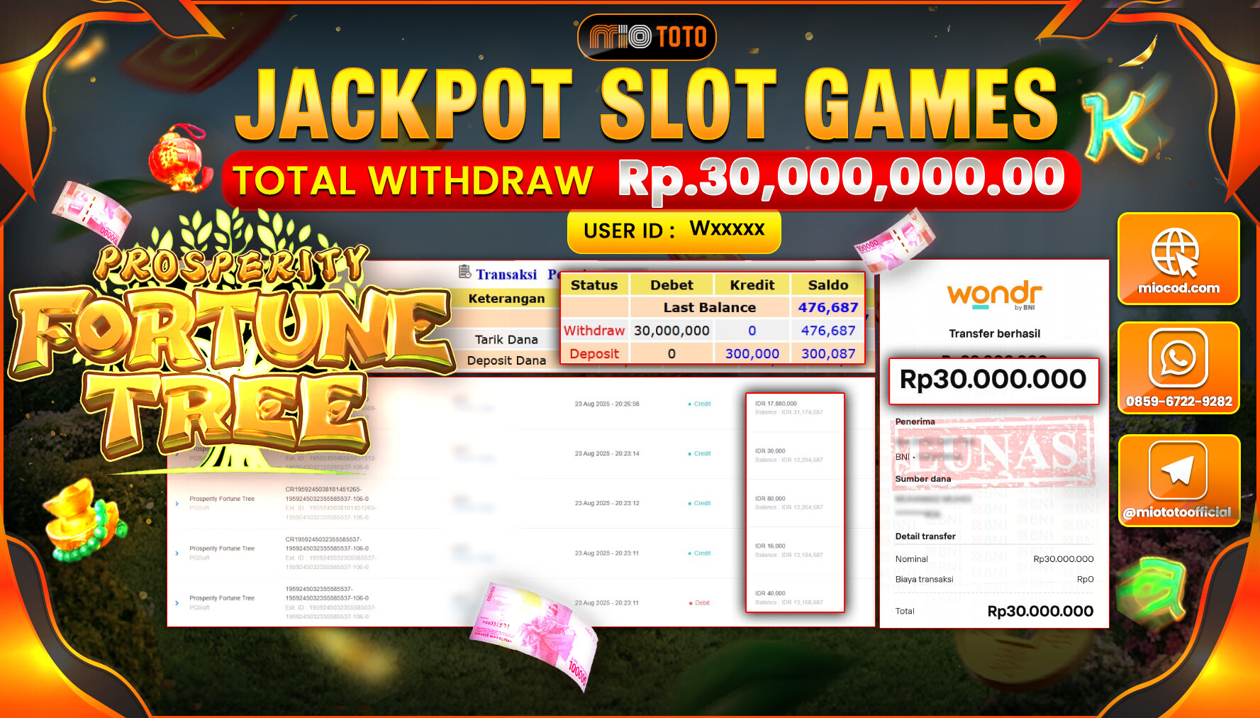 JACKPOT SLOT PROSPERITY FORTUNE TREE Rp30,000,000 DI BAYAR TUNAI !!!