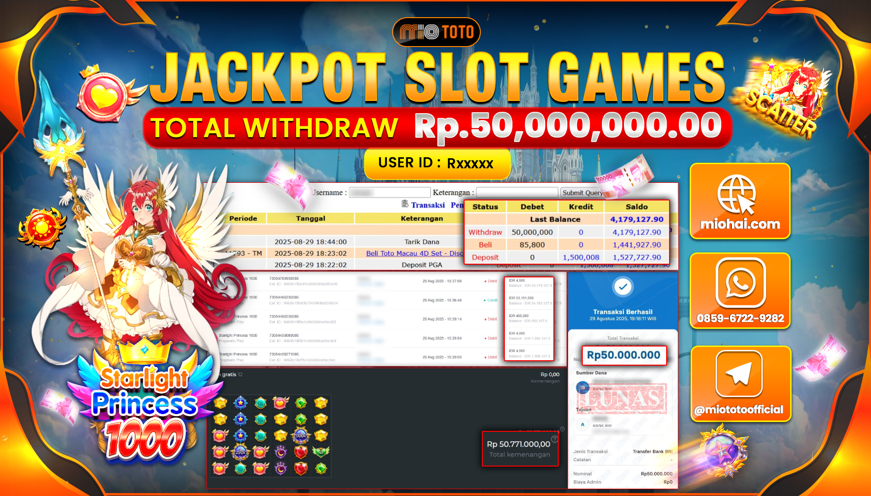 JACKPOT SLOT STARLIGHT PRINCESS 1000 Rp50,000,000 DI BAYAR TUNAI !!!