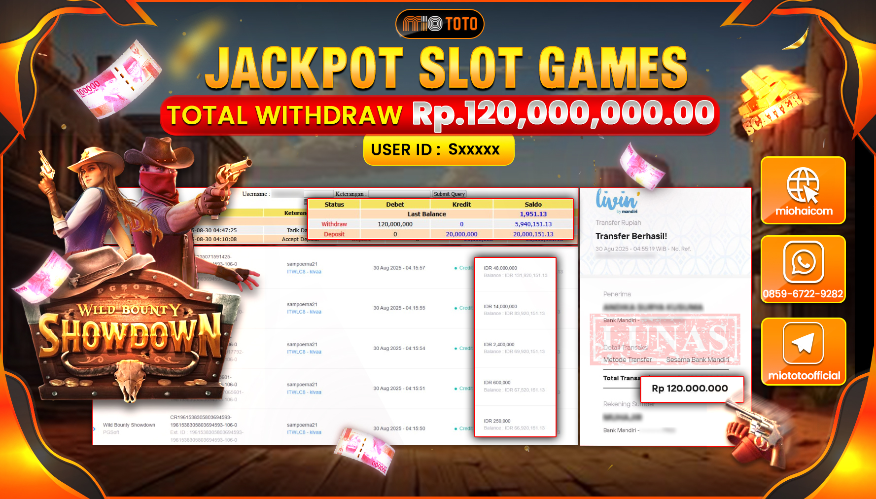 JACKPOT SLOT WILD BOUNTY SHOWDOWN Rp120,000,000 DI BAYAR TUNAI !!!