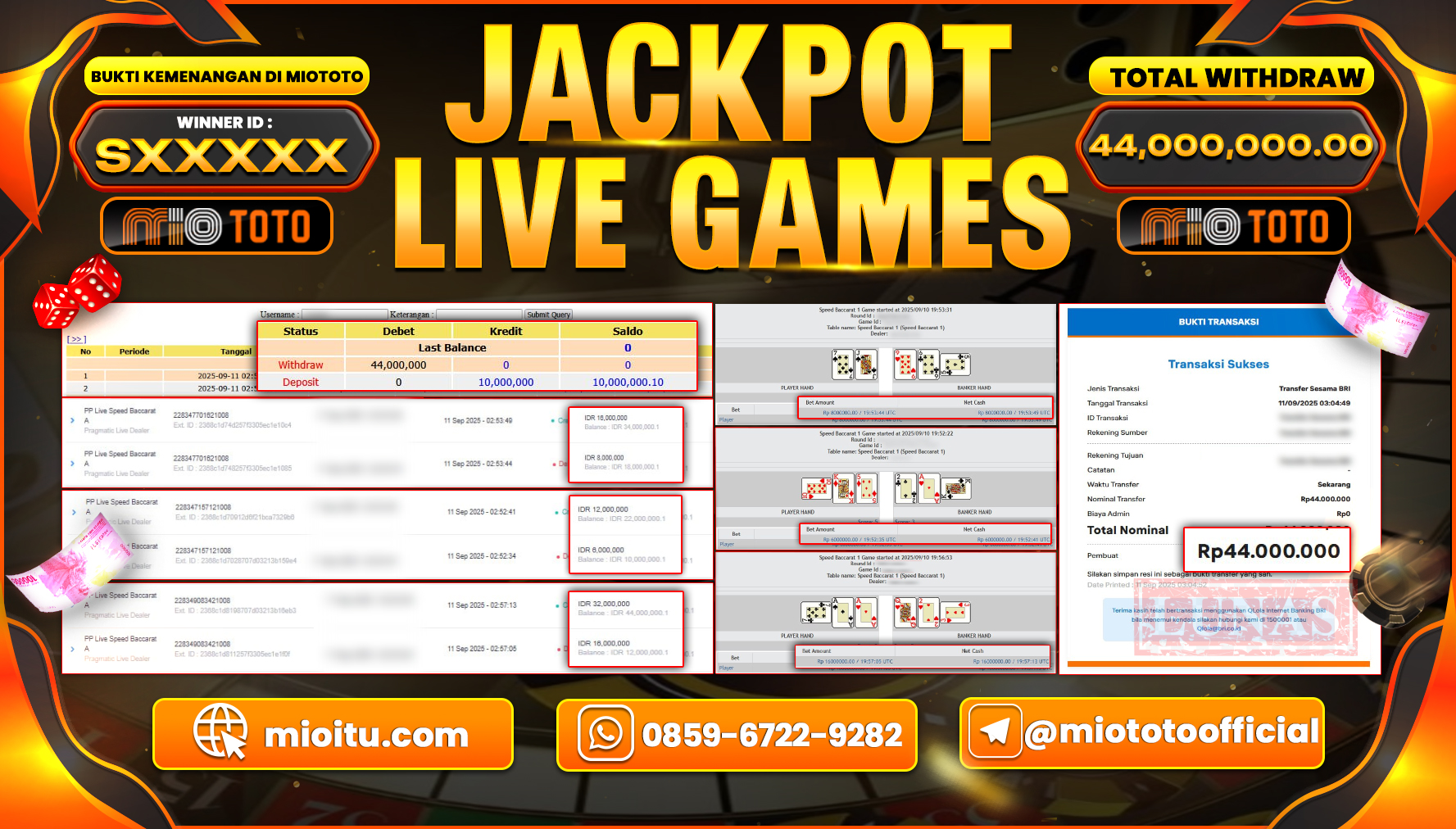 JACKPOT LIVE GAME SPEED BACCARAT Rp.44,000,000 DI BAYAR TUNAI !!!