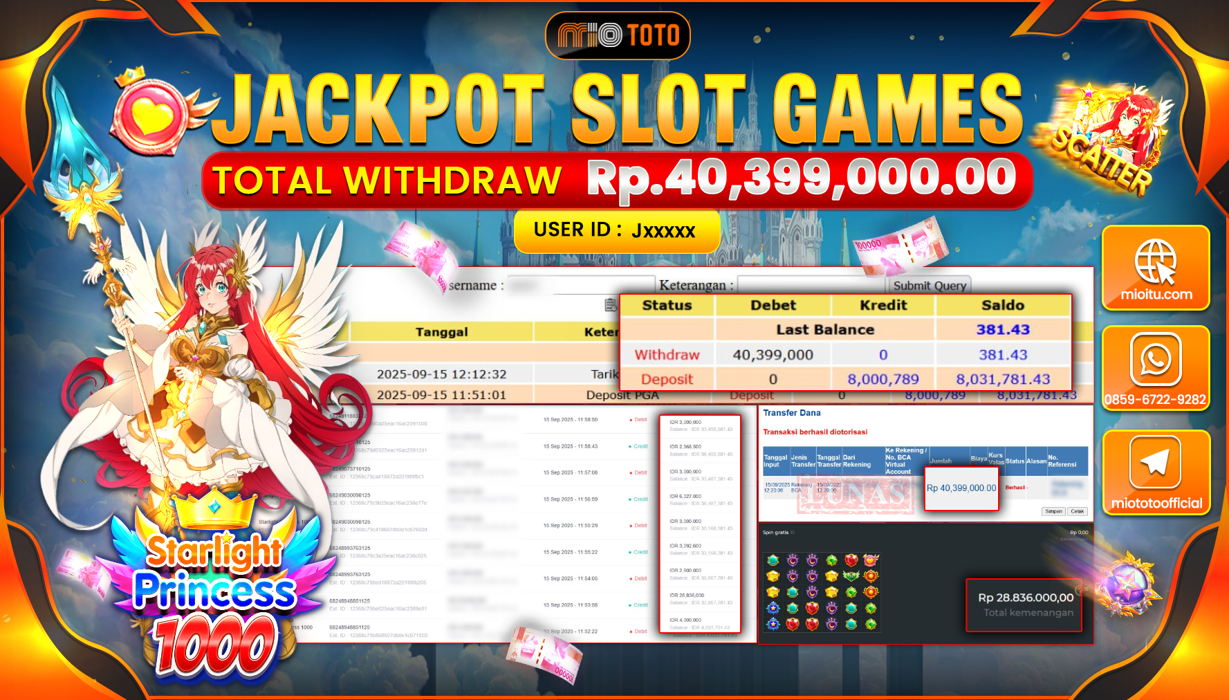 JACKPOT SLOT STARLIGHT PRINCESS 1000 Rp40,399,000 DI BAYAR TUNAI !!!