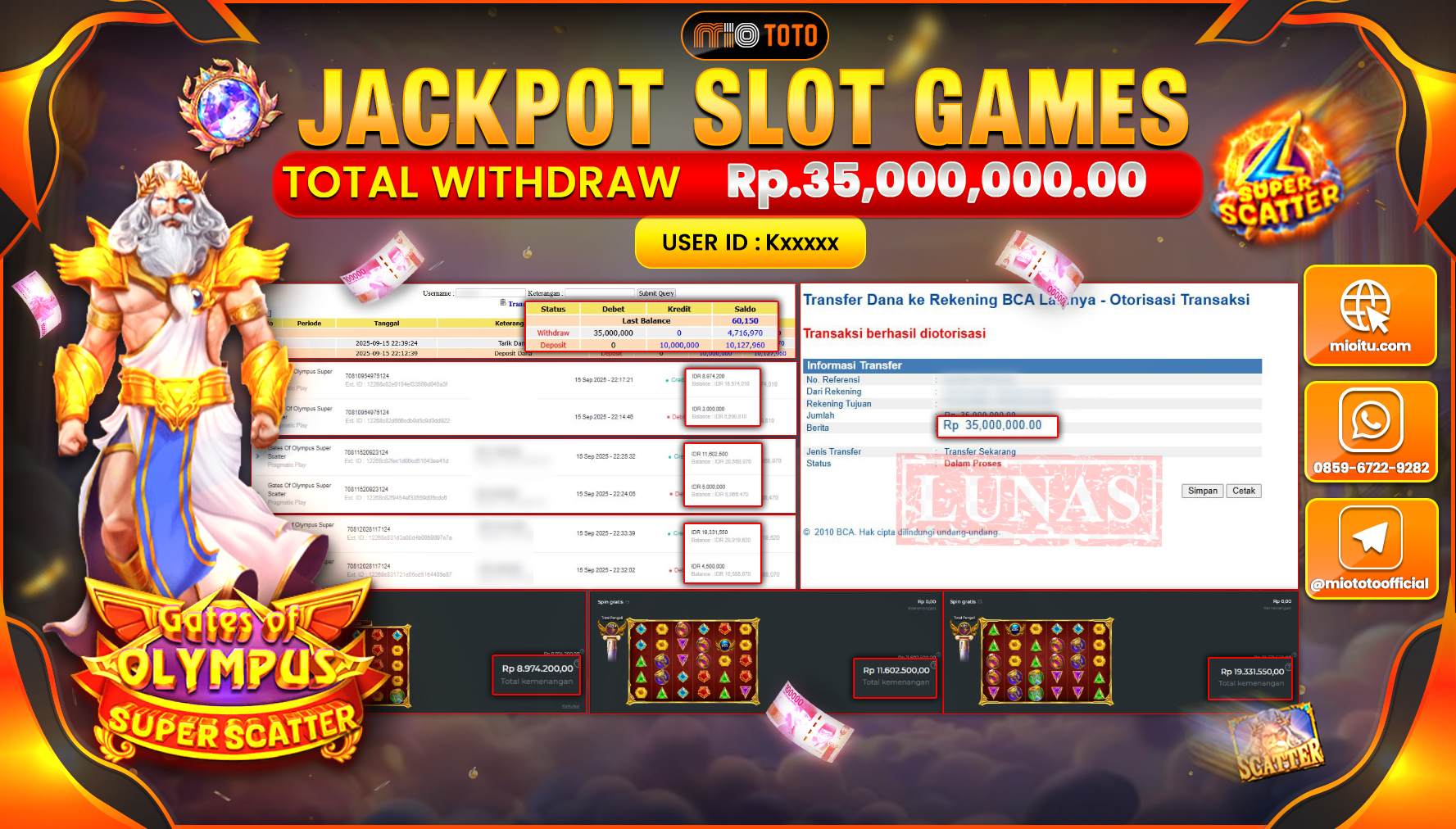 JACKPOT SLOT GATES OF OLYMPUS SUPER SCATTER Rp.35,000,000 DI BAYAR TUNAI !!!