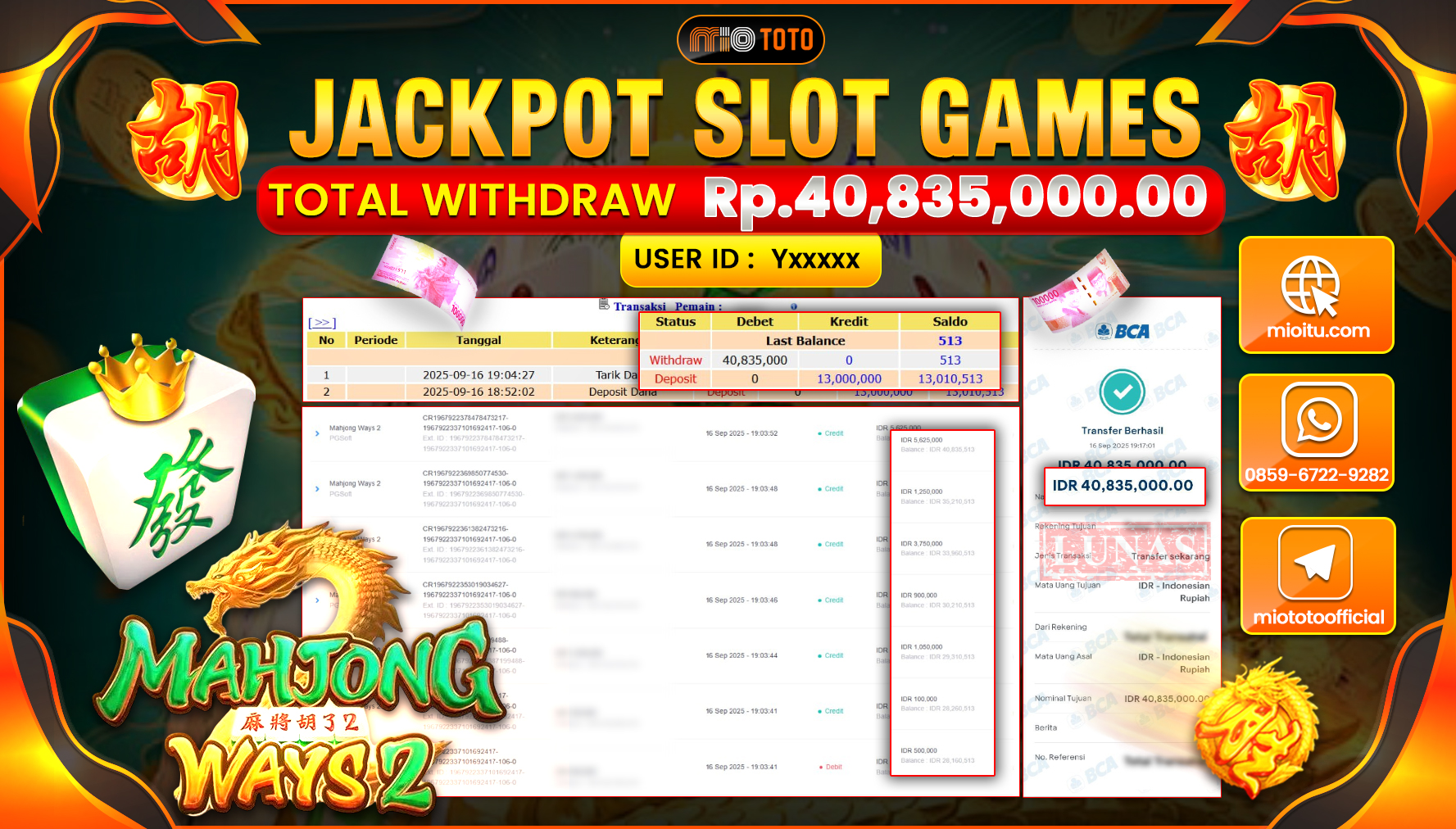 JACKPOT SLOT MAHJONG WAYS 2 Rp.40,835,000 DI BAYAR TUNAI !!!