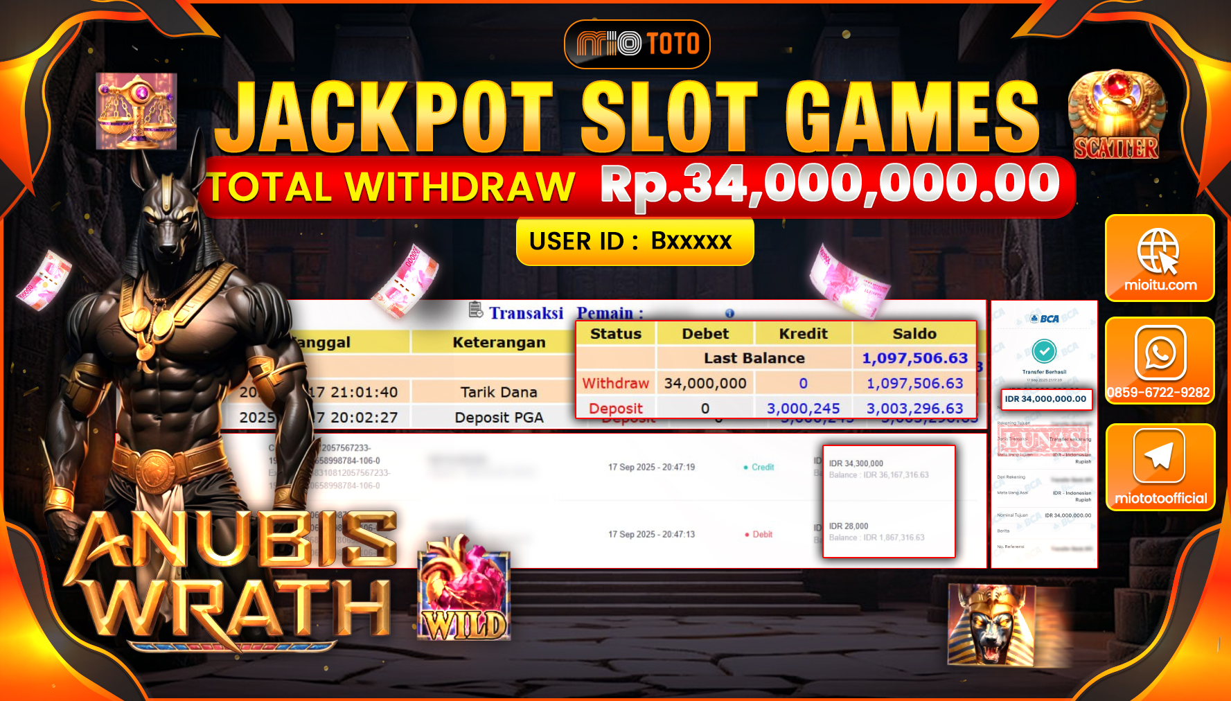 JACKPOT SLOT ANUBIS WRATH Rp34,000,000 DI BAYAR TUNAI !!!