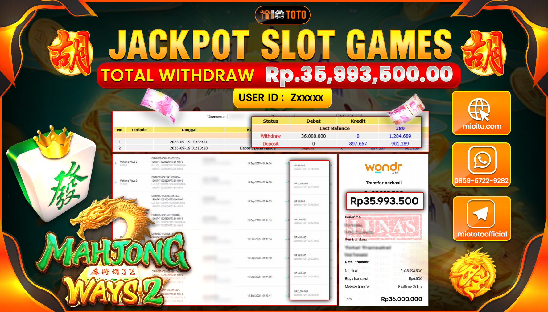 JACKPOT SLOT MAHJONG WAYS 2 Rp.35,993,500 DI BAYAR TUNAI !!!