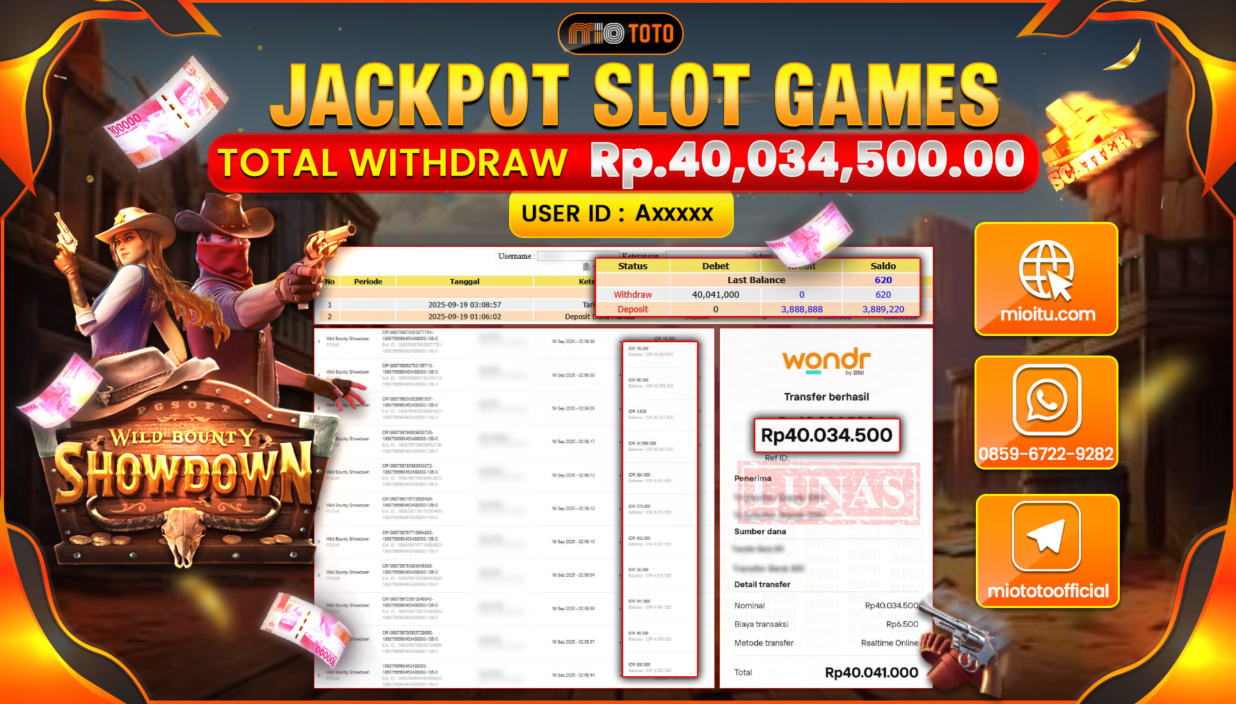 JACKPOT SLOT WILD BOUNTY SHOWDOWN Rp40,034,500 DI BAYAR TUNAI !!!