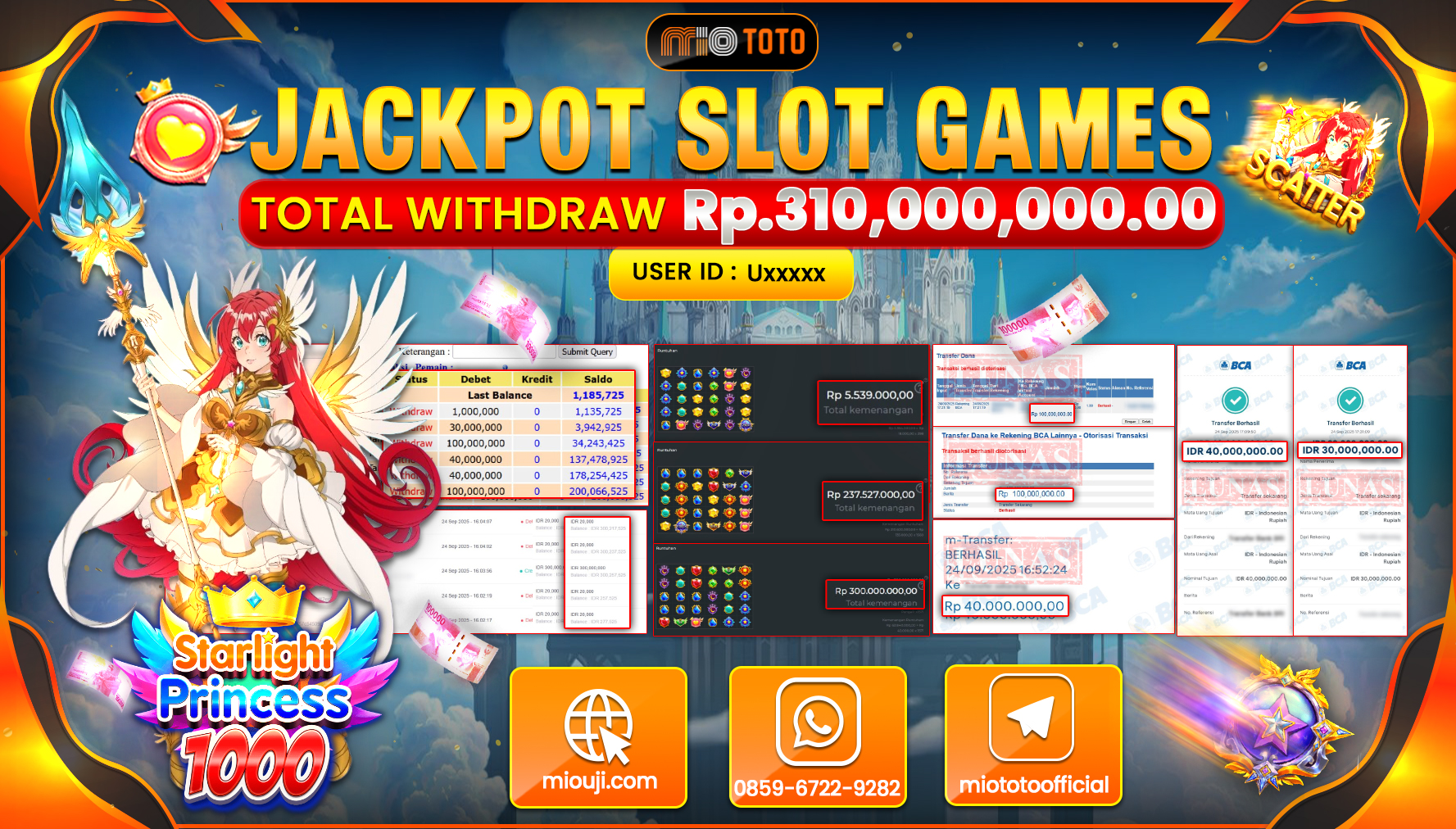 JACKPOT SLOT STARLIGHT PRINCESS 1000 Rp310,000,000 DI BAYAR TUNAI !!!