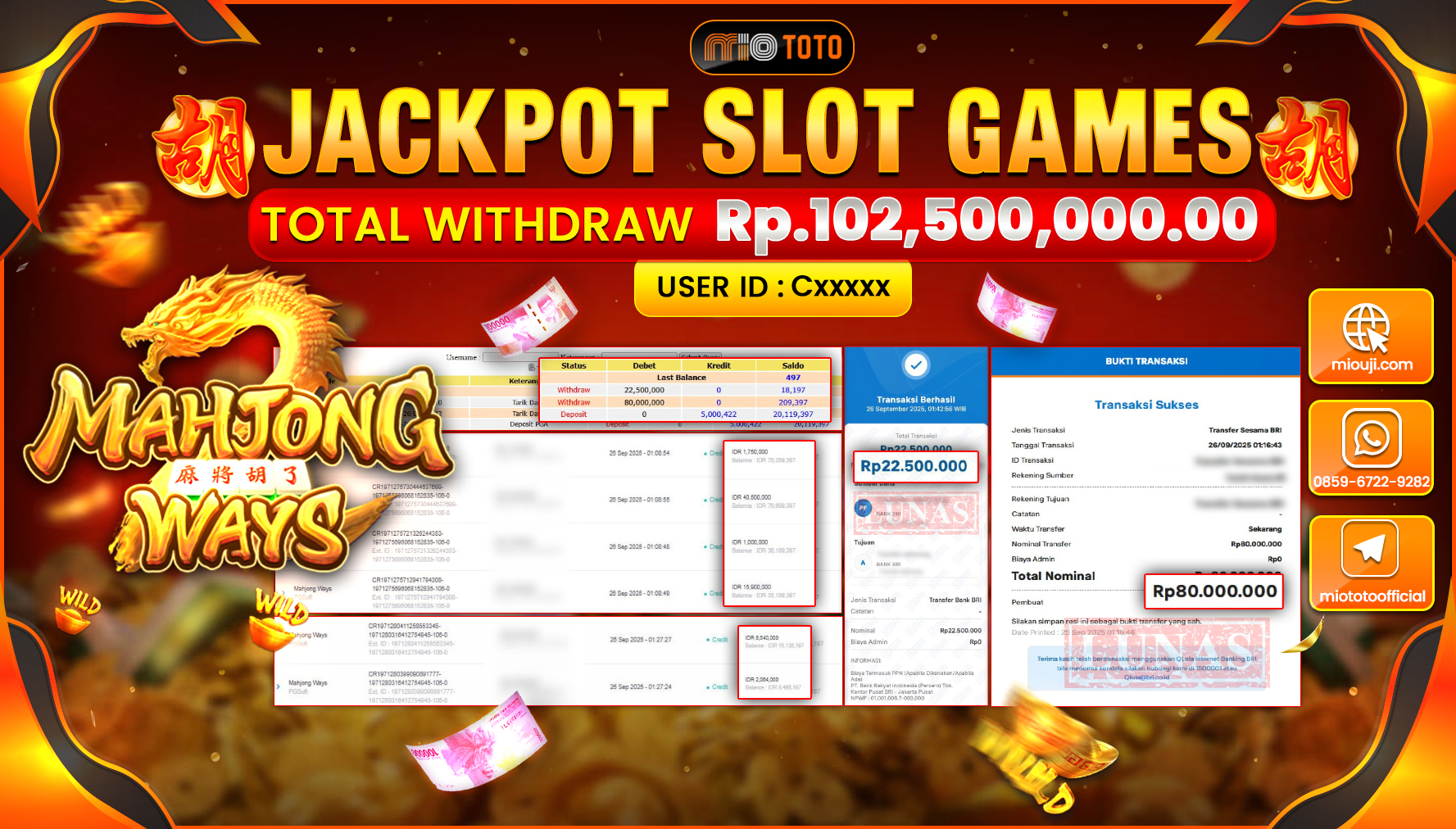 JACKPOT SLOT MAHJONG WAYS Rp.102,500,000 DI BAYAR TUNAI !!!