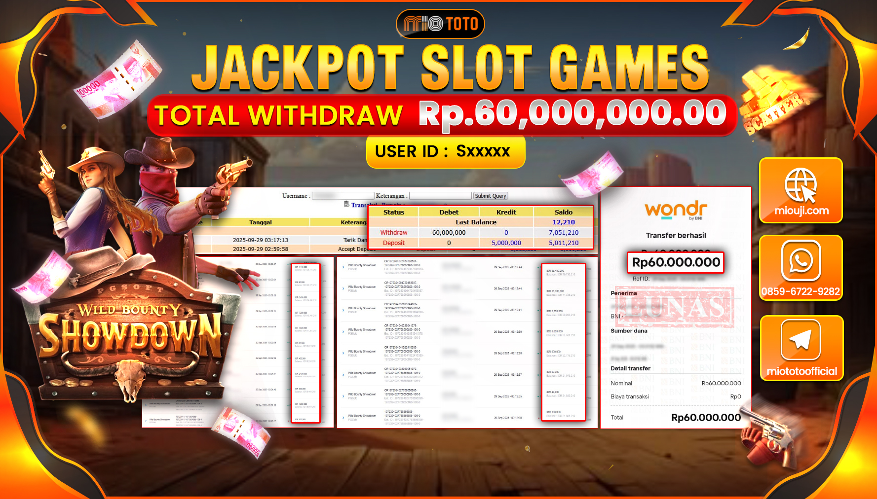 JACKPOT SLOT WILD BOUNTY SHOWDOWN Rp60,000,000 DI BAYAR TUNAI !!!