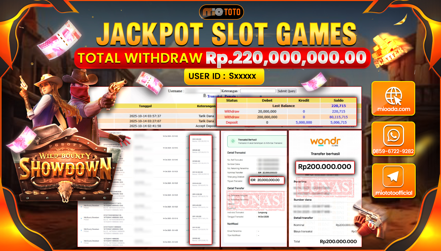 JACKPOT SLOT WILD BOUNTY SHOWDOWN Rp220,000,000 DI BAYAR TUNAI !!!