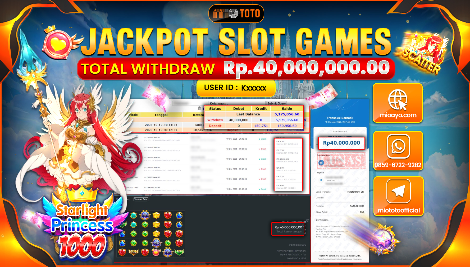 JACKPOT SLOT STARLIGHT PRINCESS 1000 Rp40,000,000 DI BAYAR TUNAI !!!