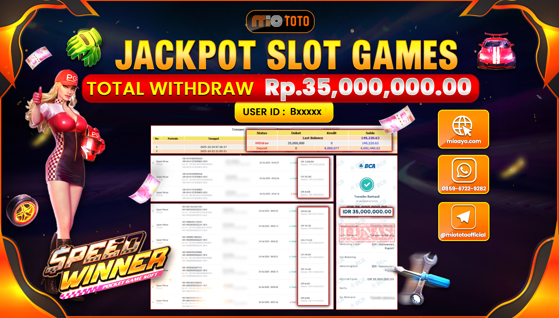 JACKPOT SLOT SPEED WINNER Rp35,000,000 DI BAYAR TUNAI !!!