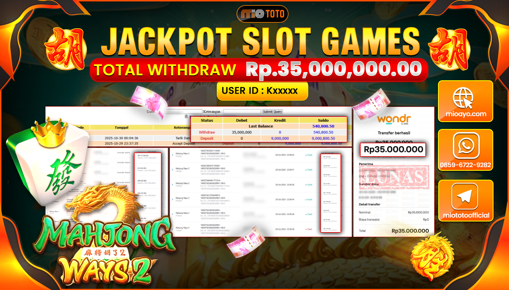 JACKPOT SLOT MAHJONG WAYS 2 Rp.35,000,000 DI BAYAR TUNAI !!!