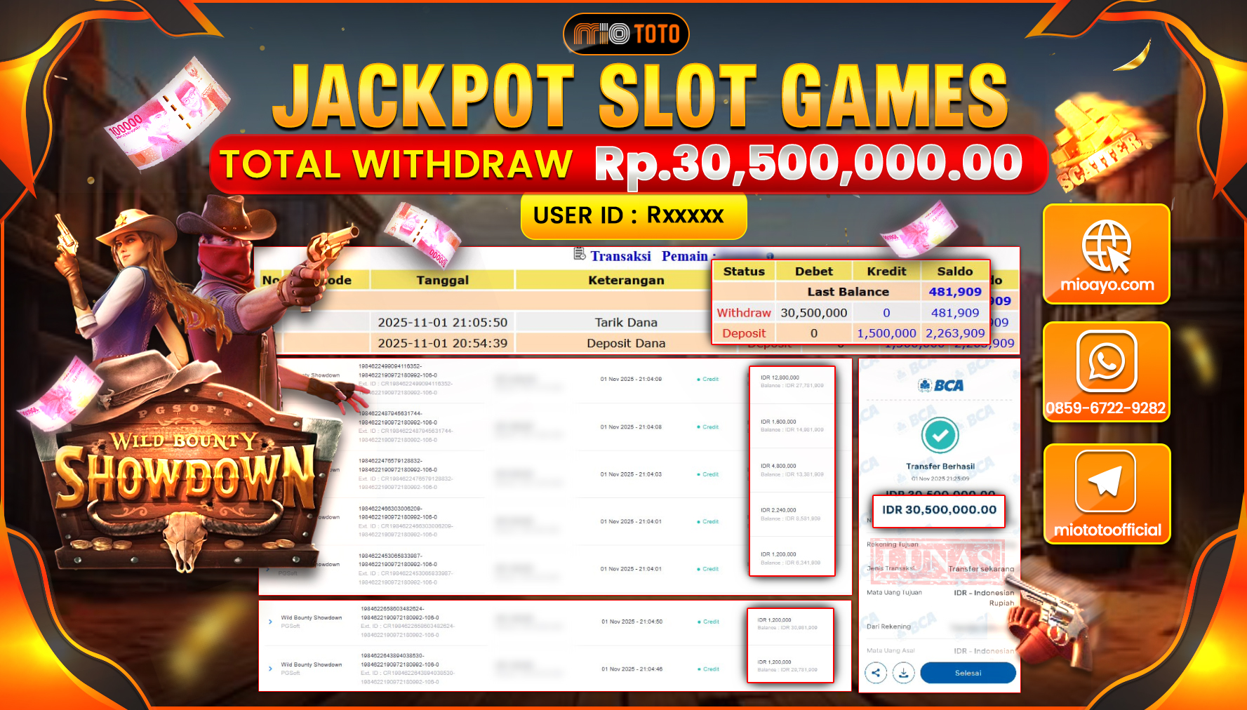 JACKPOT SLOT WILD BOUNTY SHOWDOWN Rp30,500,000 DI BAYAR TUNAI !!!