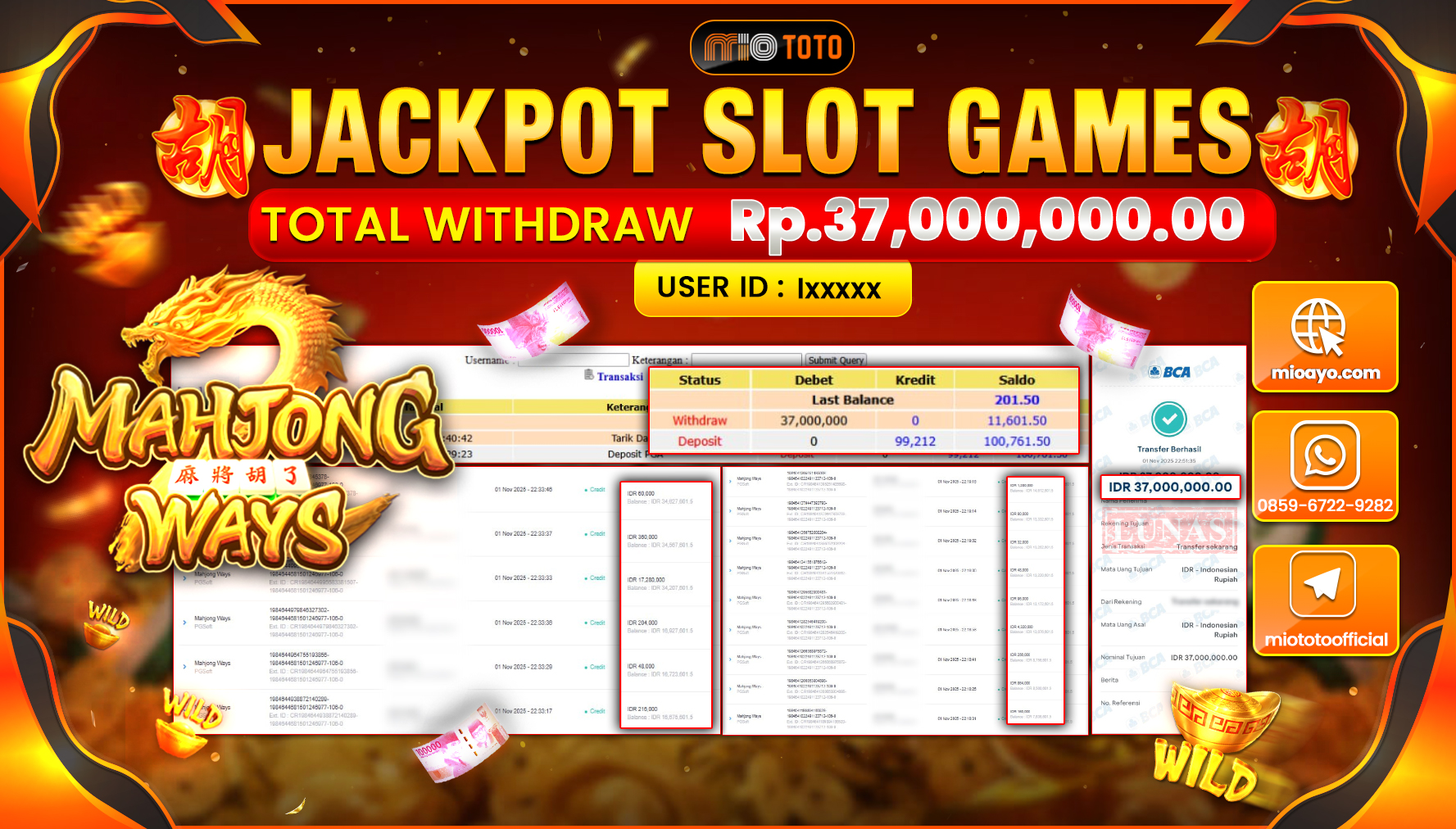 JACKPOT SLOT MAHJONG WAYS Rp37,000,000 DI BAYAR TUNAI !!!