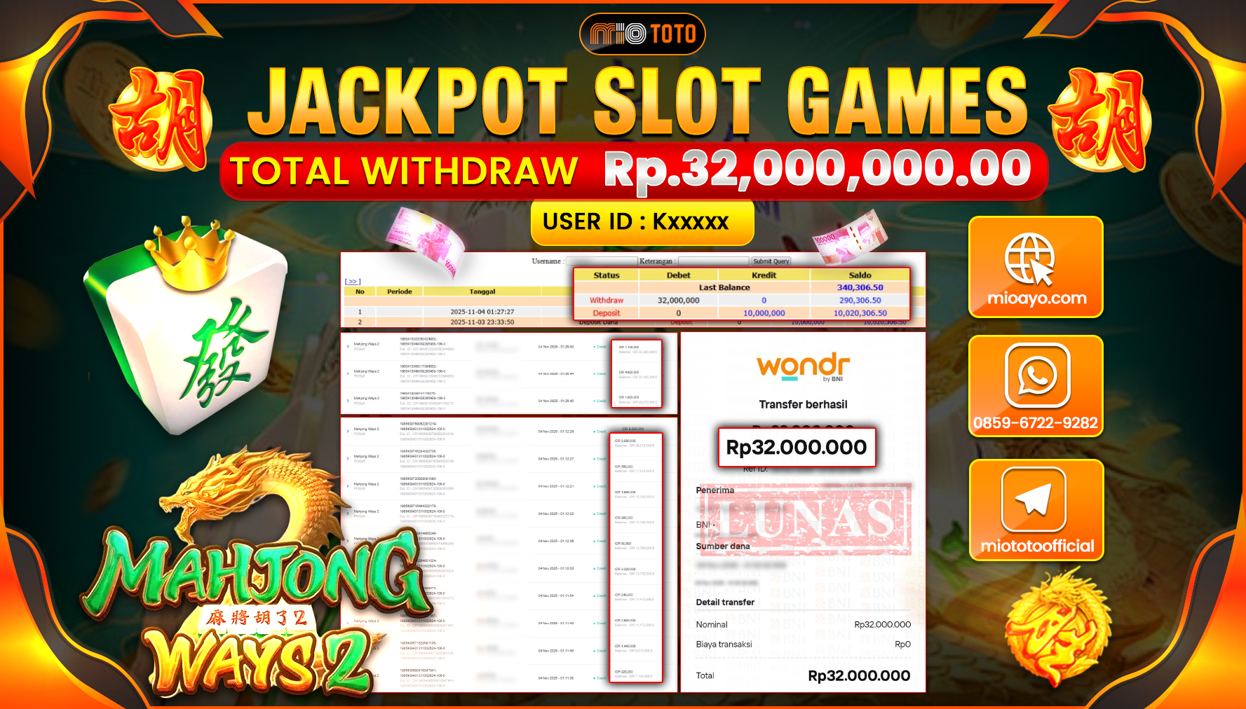 JACKPOT SLOT MAHJONG WAYS 2 Rp.32,000,000 DI BAYAR TUNAI !!!