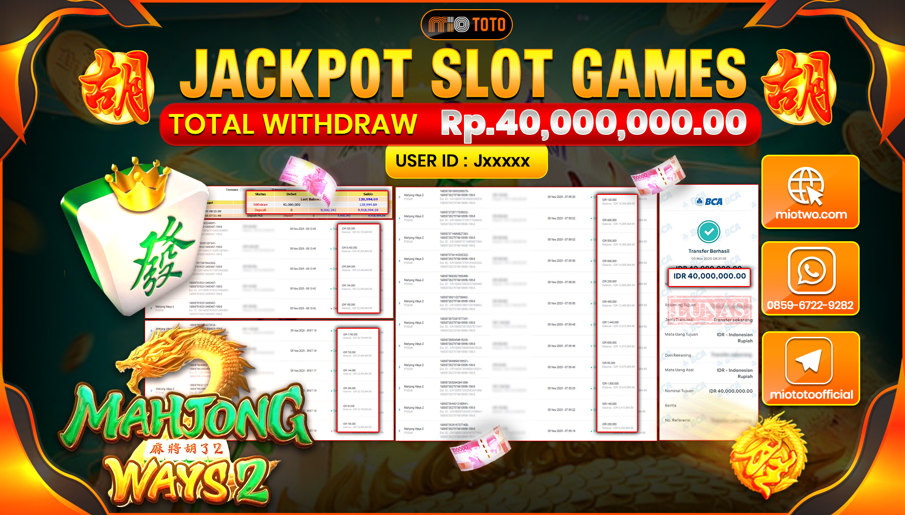 JACKPOT SLOT MAHJONG WAYS 2 Rp.40,000,000 DI BAYAR TUNAI !!!
