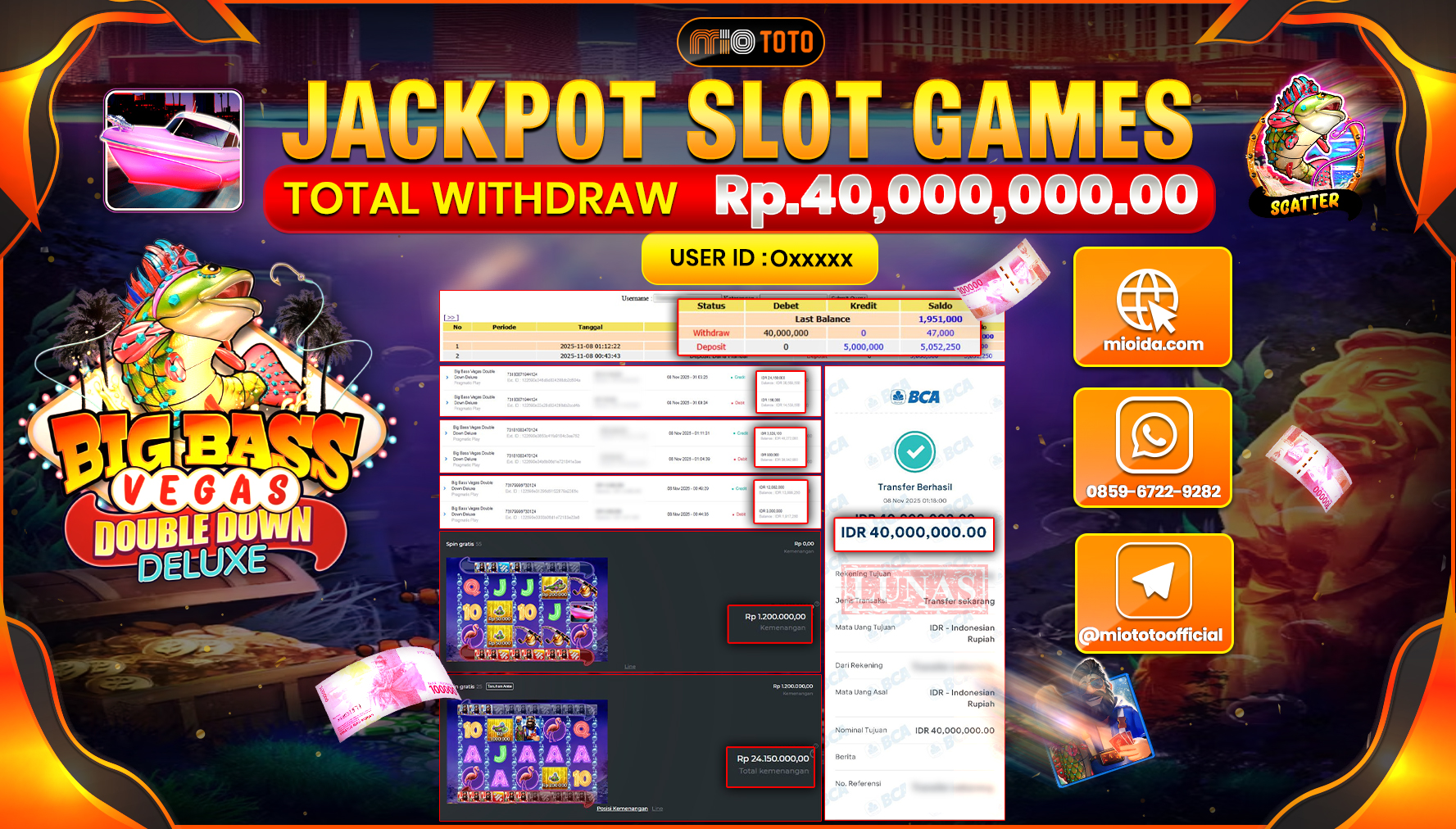 JACKPOT SLOT BIG BASS VEGAS Rp40,000,000 DI BAYAR TUNAI !!!