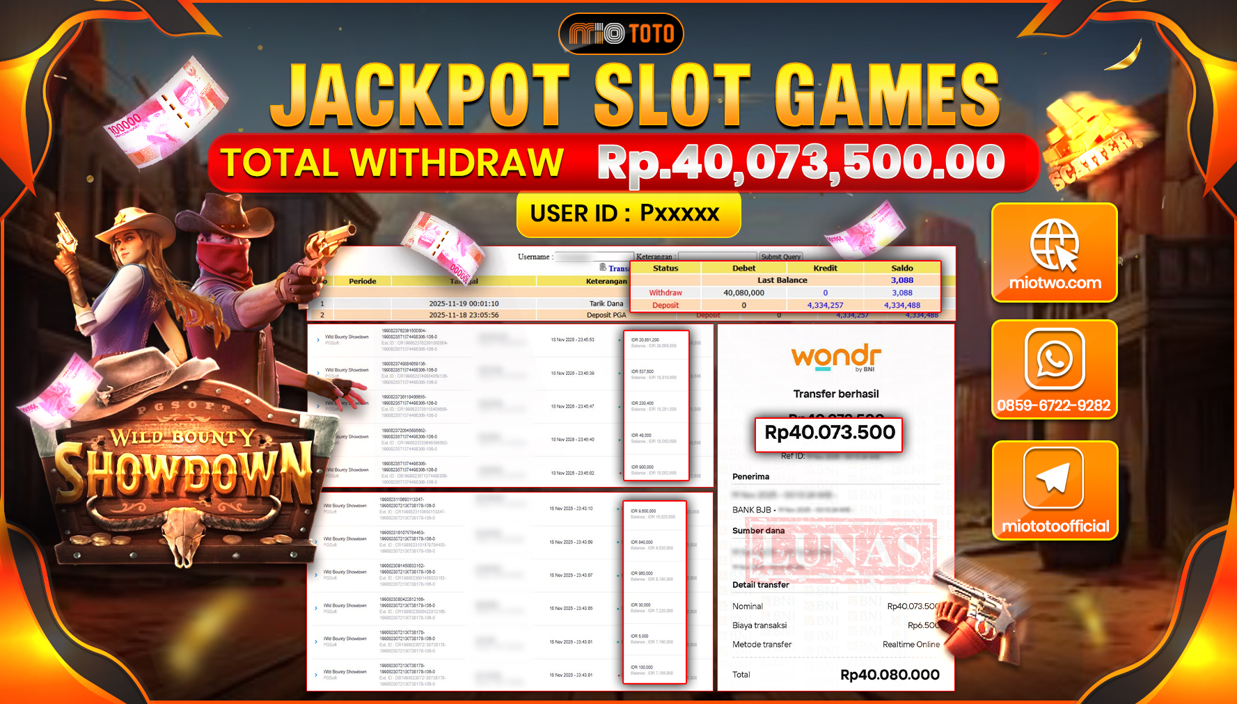 JACKPOT SLOT WILD BOUNTY SHOWDOWN Rp40,073,500 DI BAYAR TUNAI !!!