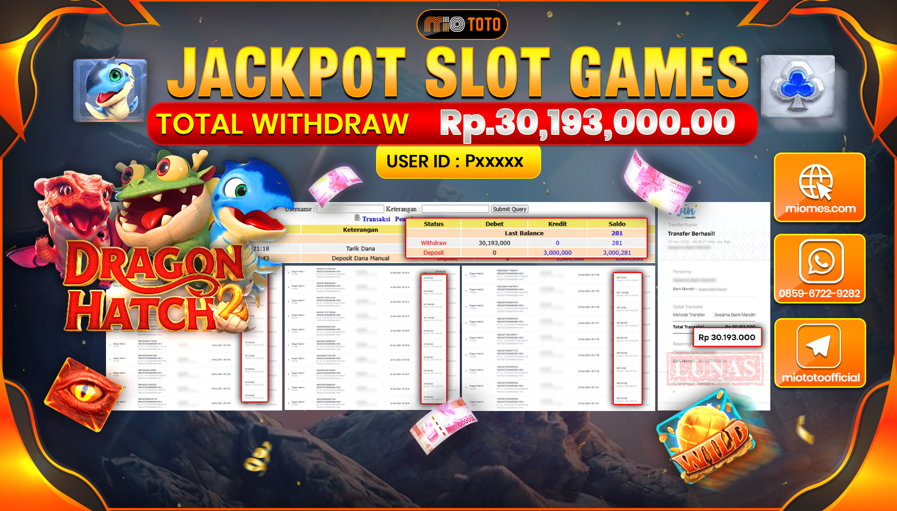 JACKPOT SLOT DRAGON HATCH Rp.30,193,000 DI BAYAR TUNAI !!!