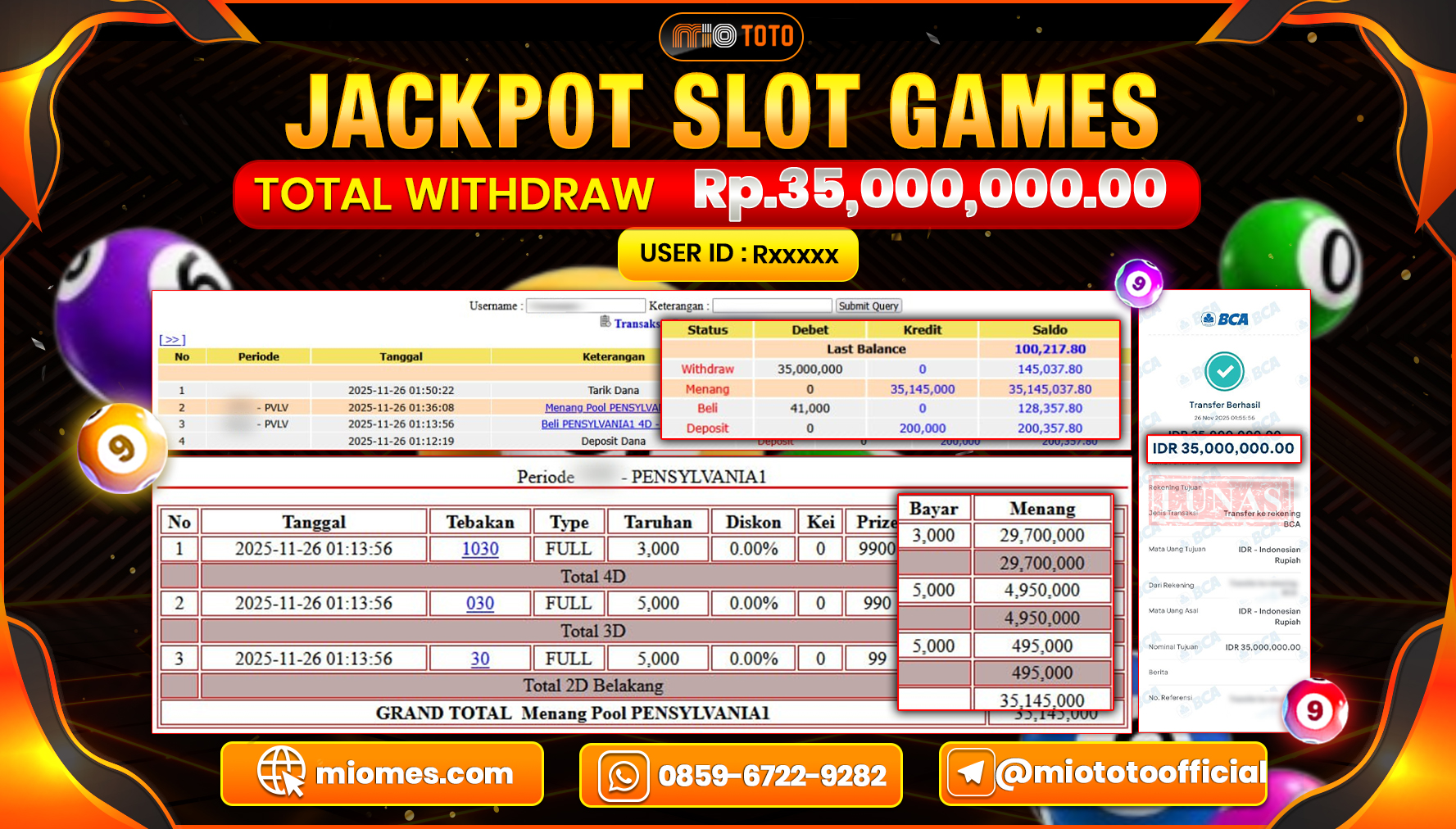 JACKPOT TOGEL PENSYLVANIA POOLS Rp.35,000,000 DI BAYAR TUNAI !!!