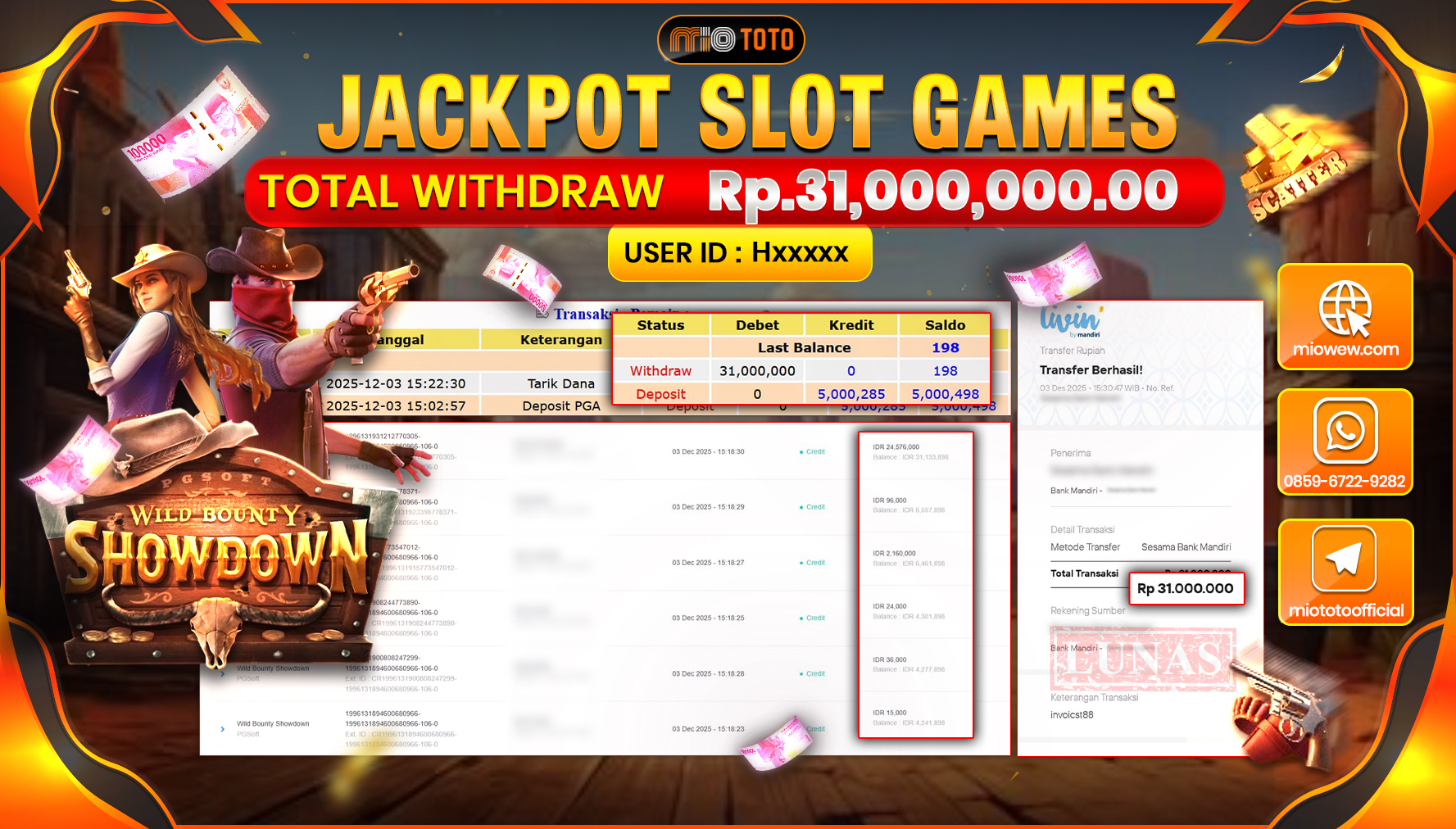 JACKPOT SLOT WILD BOUNTY SHOWDOWN Rp31,000,000 DI BAYAR TUNAI !!!