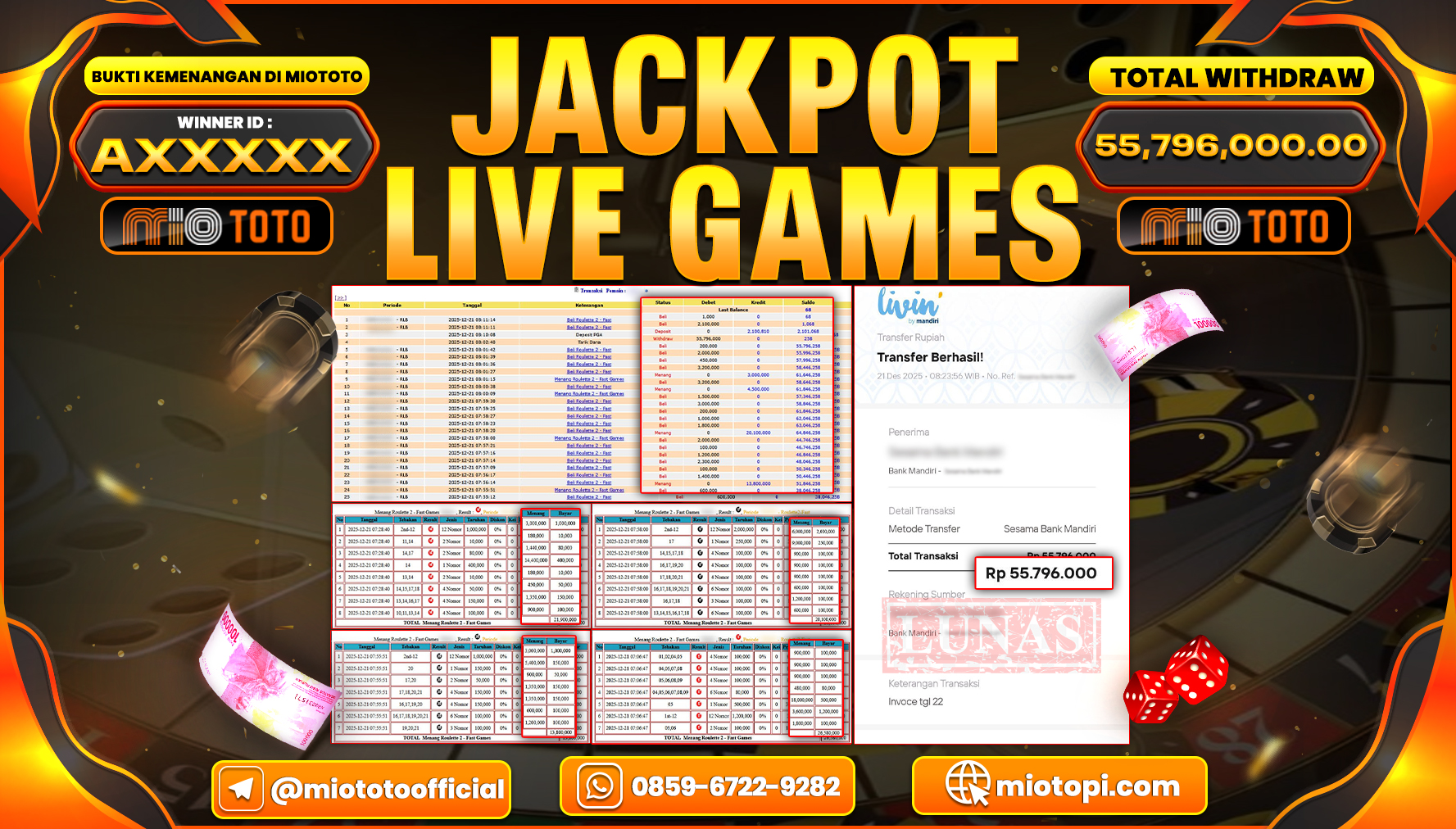 JACKPOT ROULETTE 2 FAST Rp.55,796,000 DI BAYAR TUNAI !!!