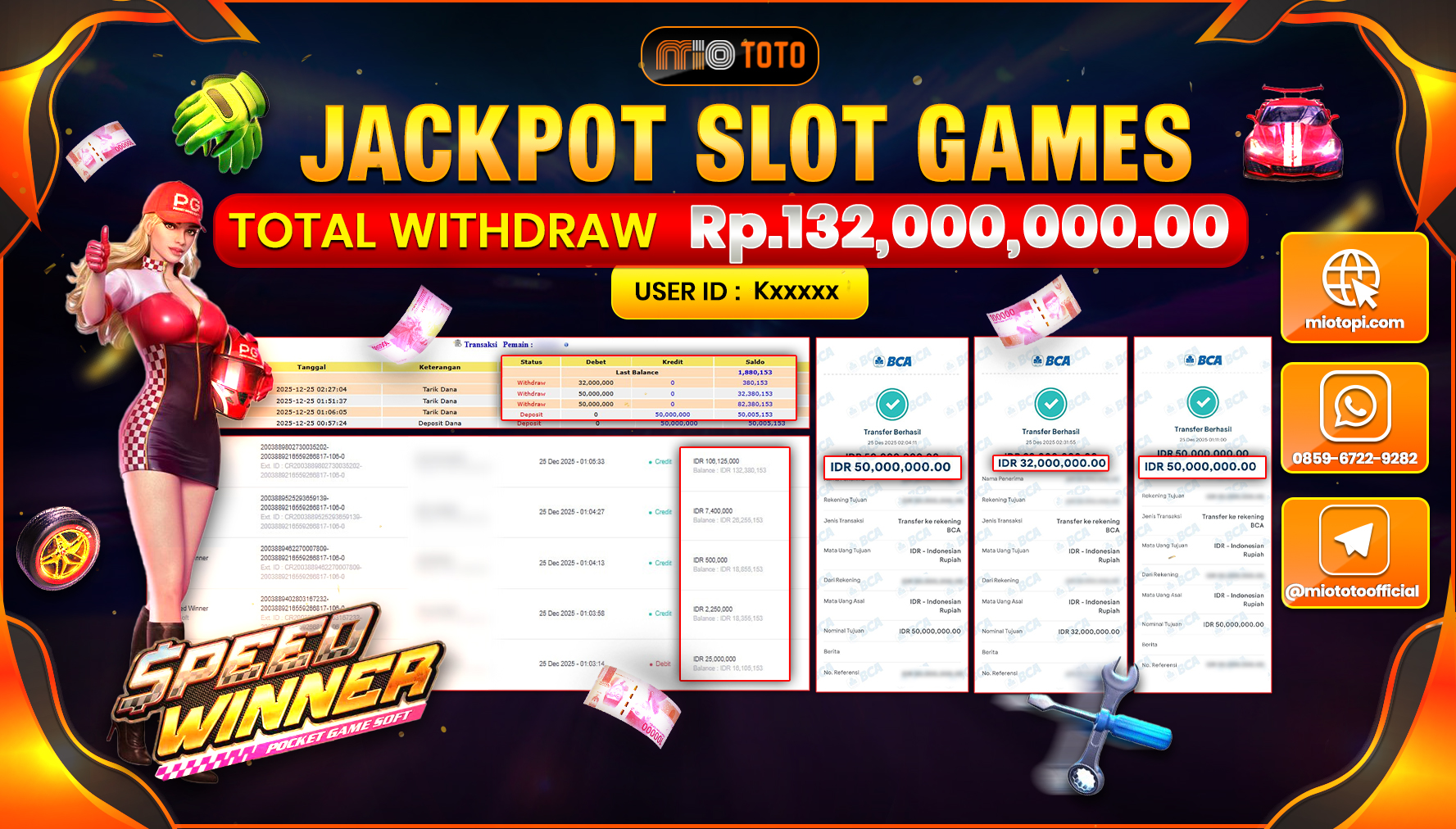 JACKPOT SLOT SPEED WINNER Rp.132,000,000 DI BAYAR TUNAI !!!
